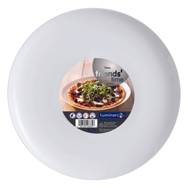 LUMINARC OPAL FRIENDS TIME TEMPERED WHITE PIZZA PLATE, (320MM DIA)