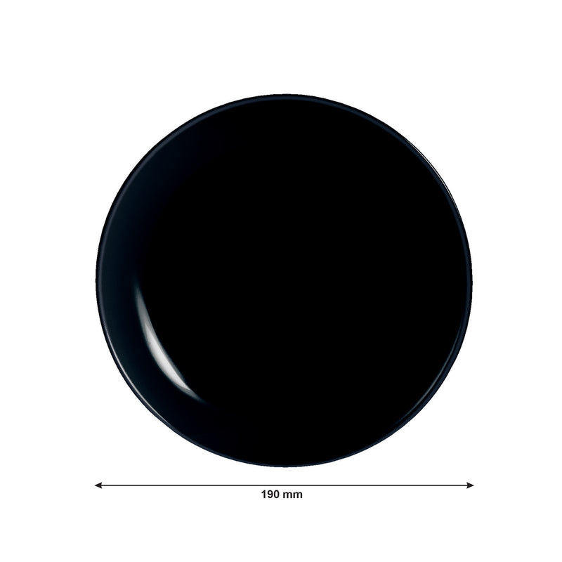 LUMINARC OPAL BLACK SIDE PLATE, (190MM DIA)