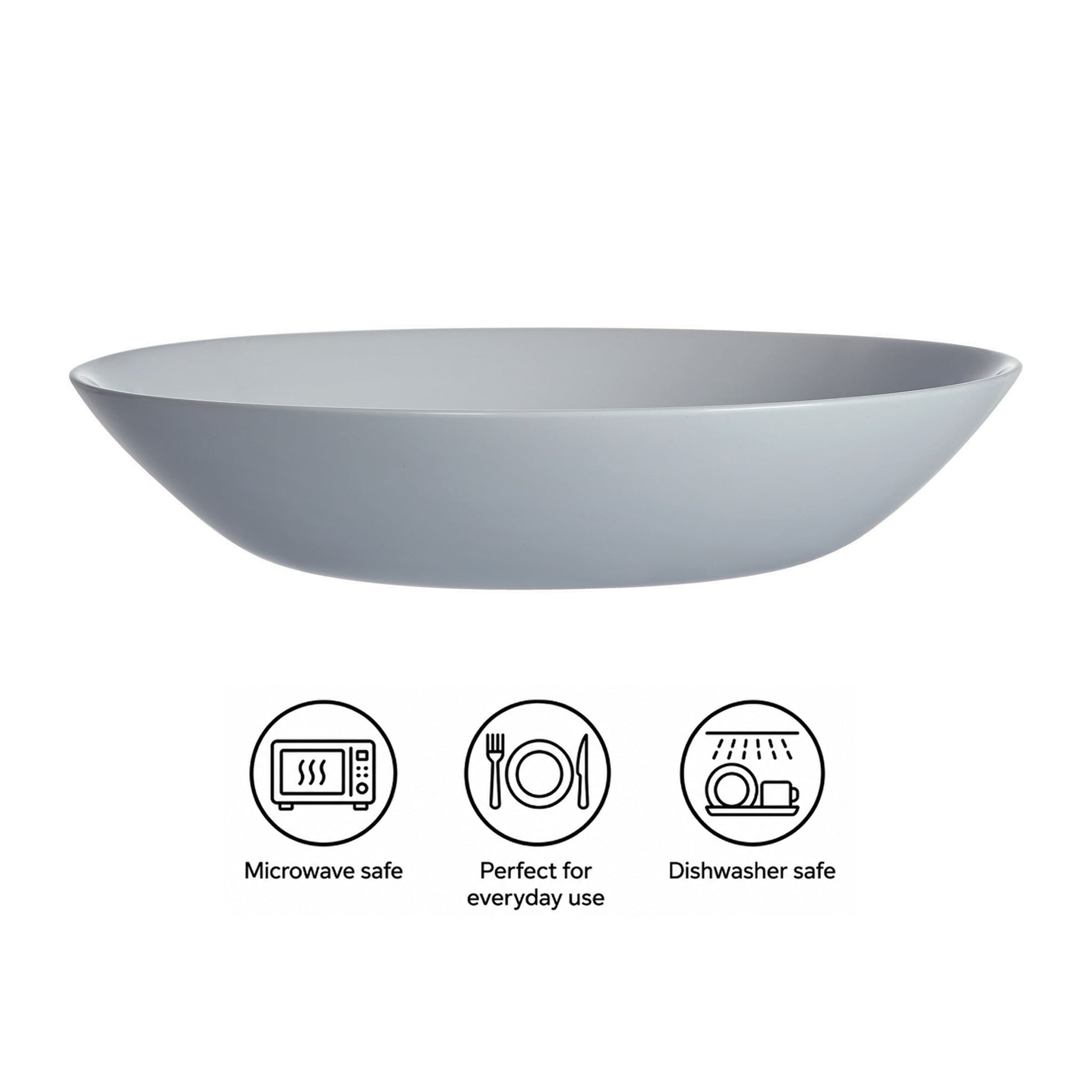 LUMINARC OPAL GREY SOUP BOWL 780ML, 200MM DIA