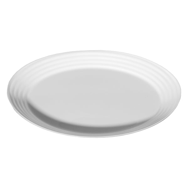 LUMINARC STAIRO WHITE OPAL TEMPERED GLASS OVAL PLATE, (330X250MM)