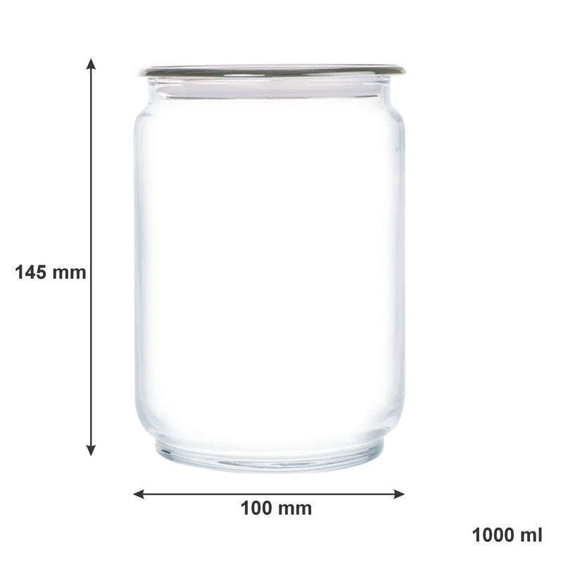 LUMINARC FLAT LID JAR GREY, 1LT (100MM DIA)