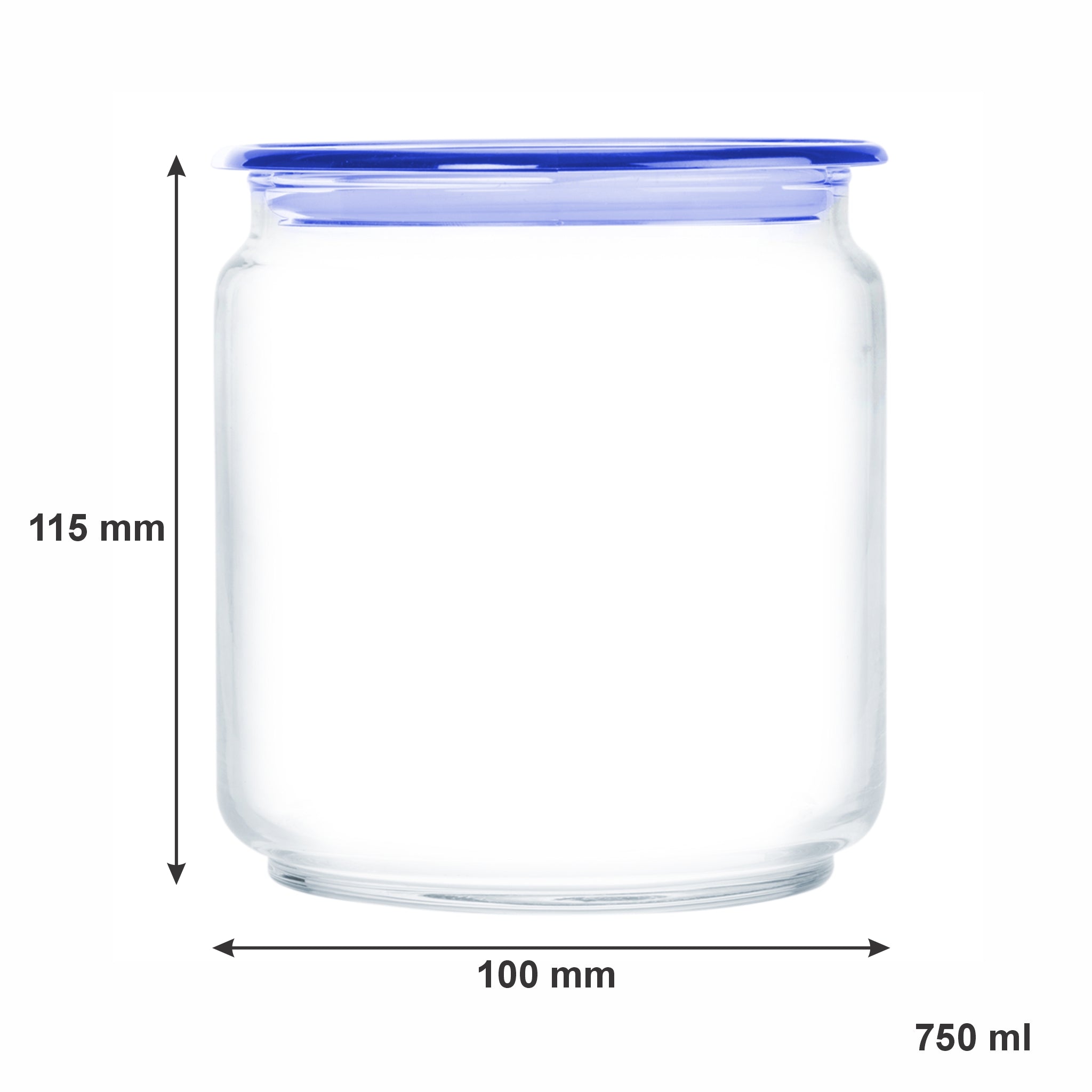 LUMINARC FLAT LID JAR BLUE, 750ML