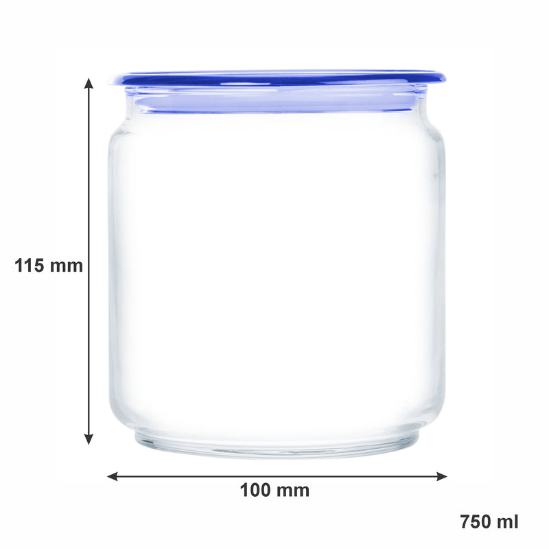 LUMINARC FLAT LID JAR BLUE, 750ML (100MM DIA)
