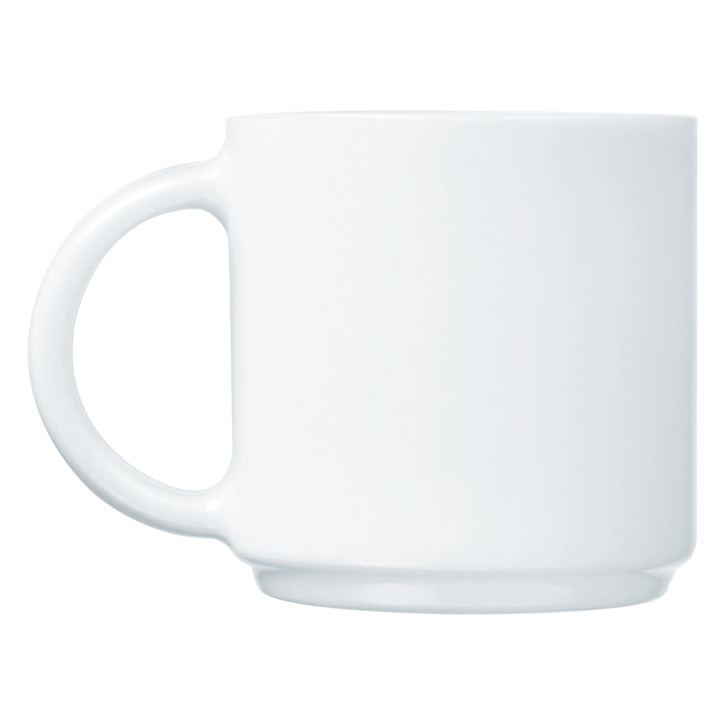 LUMINARC WHITE OPAL GLASS STACKING MUG, 340ML