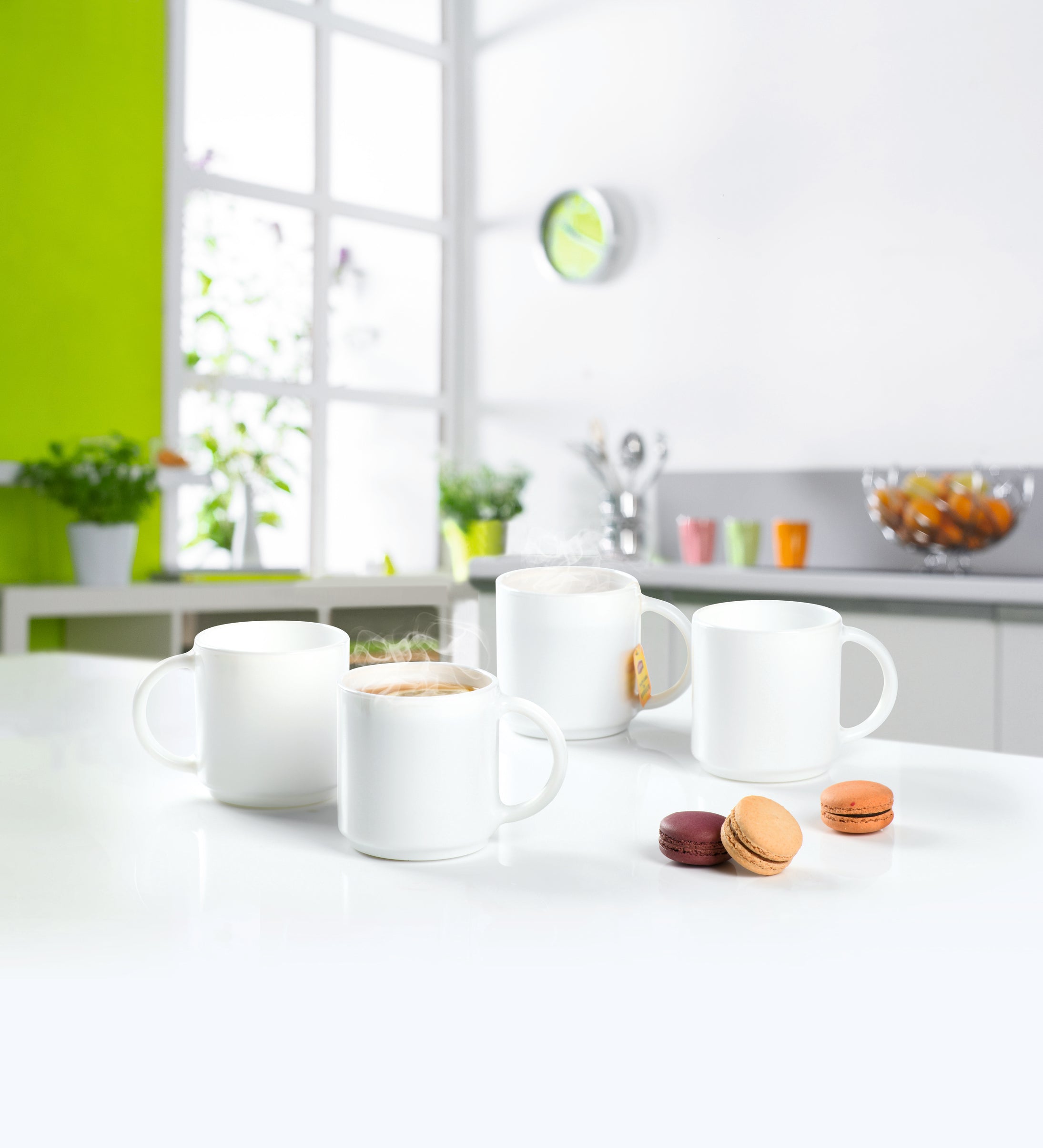 LUMINARC WHITE OPAL GLASS STACKING MUG, 340ML
