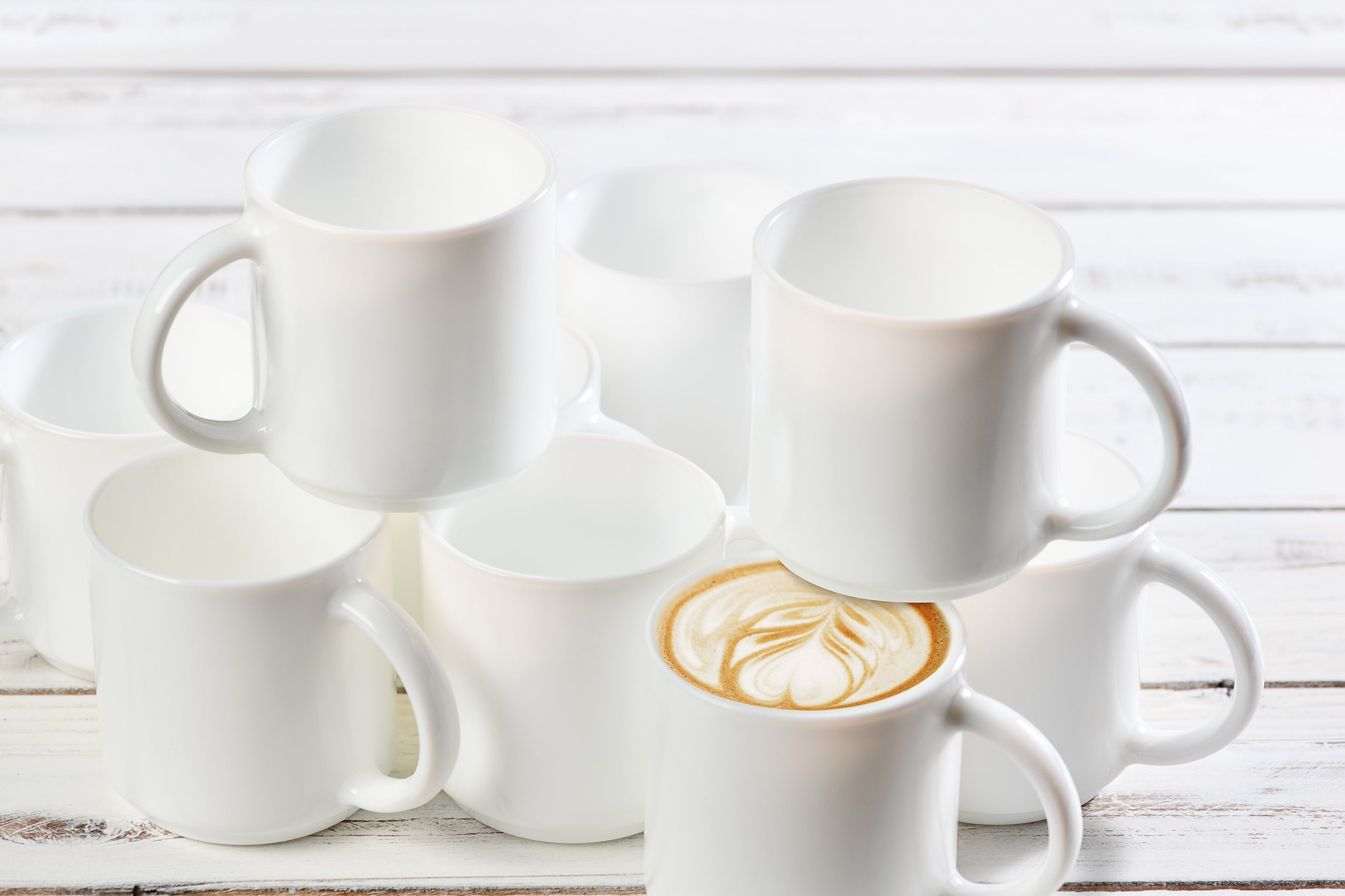 LUMINARC WHITE OPAL GLASS STACKING MUG, 340ML