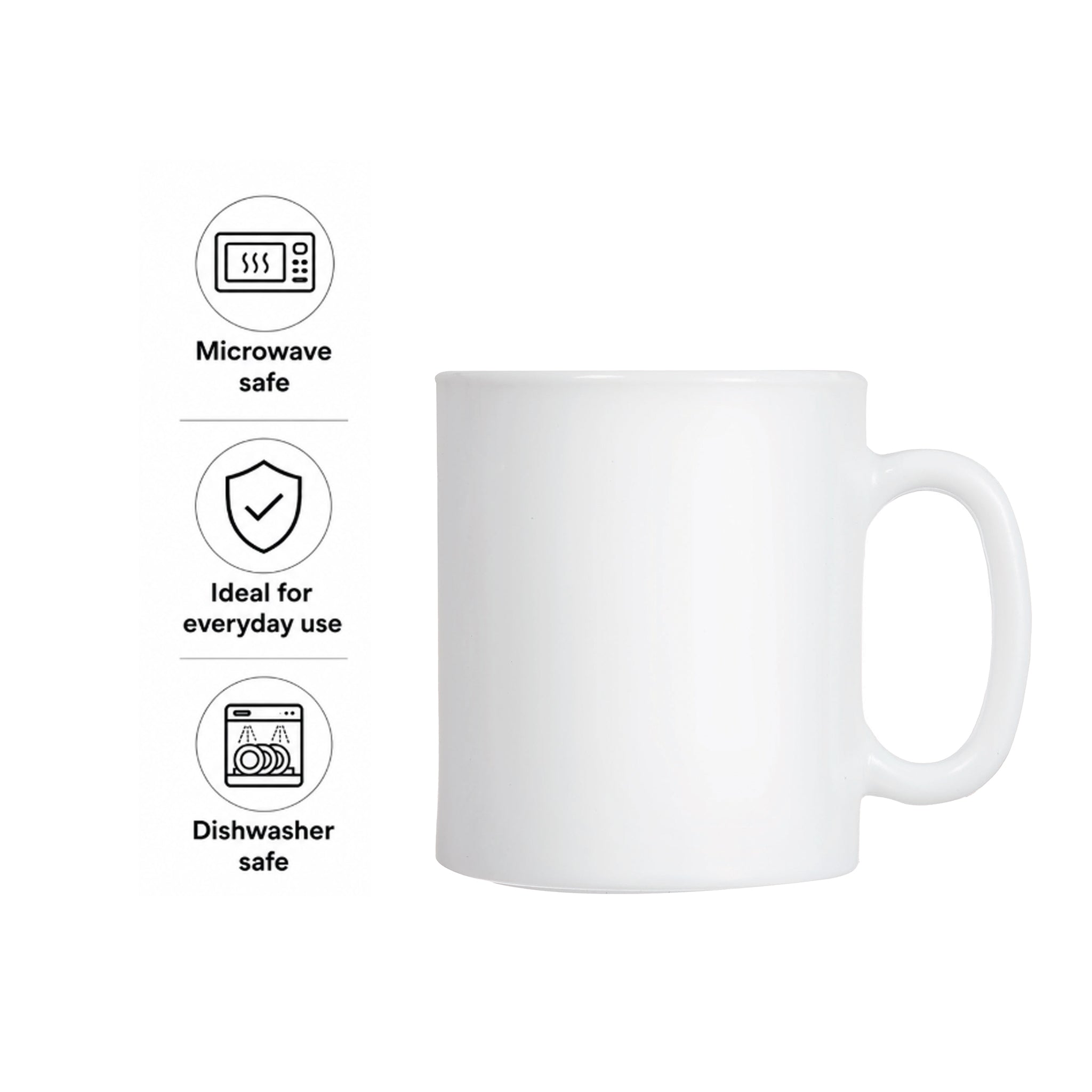 LUMINARC EVOLUTION PEPS WHITE OPAL GLASS CAN SHAPE MUG, 320ML