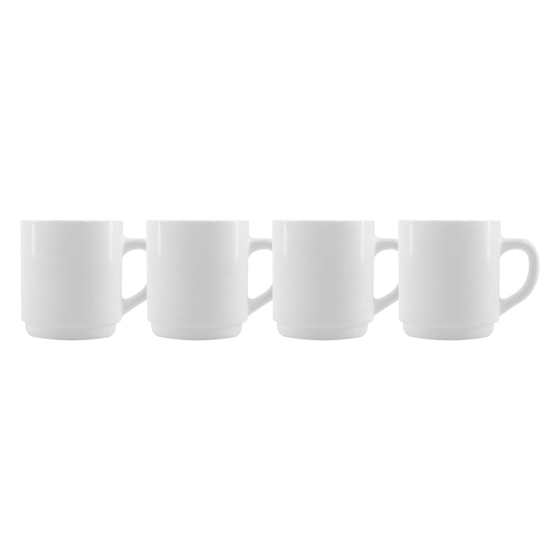 LUMINARC EVERYDAY OPAL GLASS WHITE CAN SHAPE STACKING MUG, (290ML)
