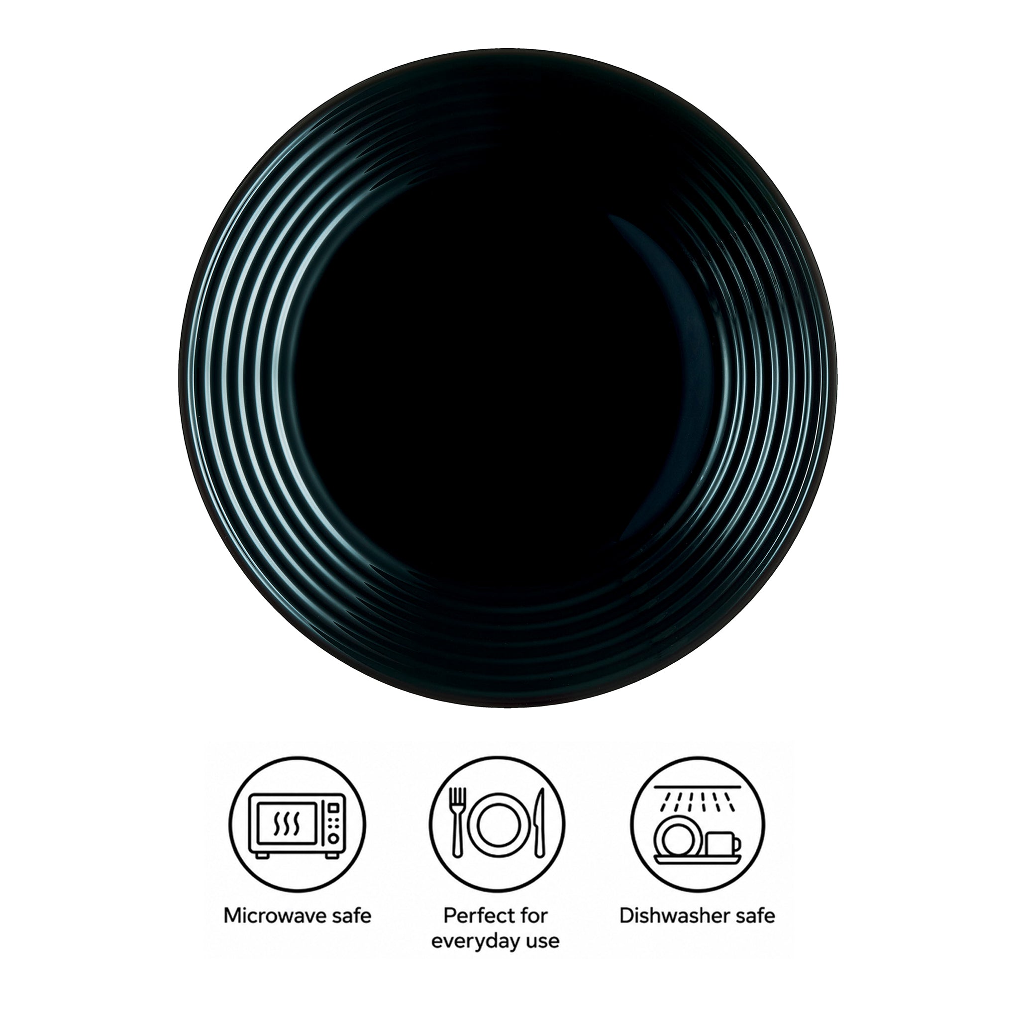 LUMINARC HARENA BLACK OPAL TEMPERED DINNER PLATE, 270MM DIA
