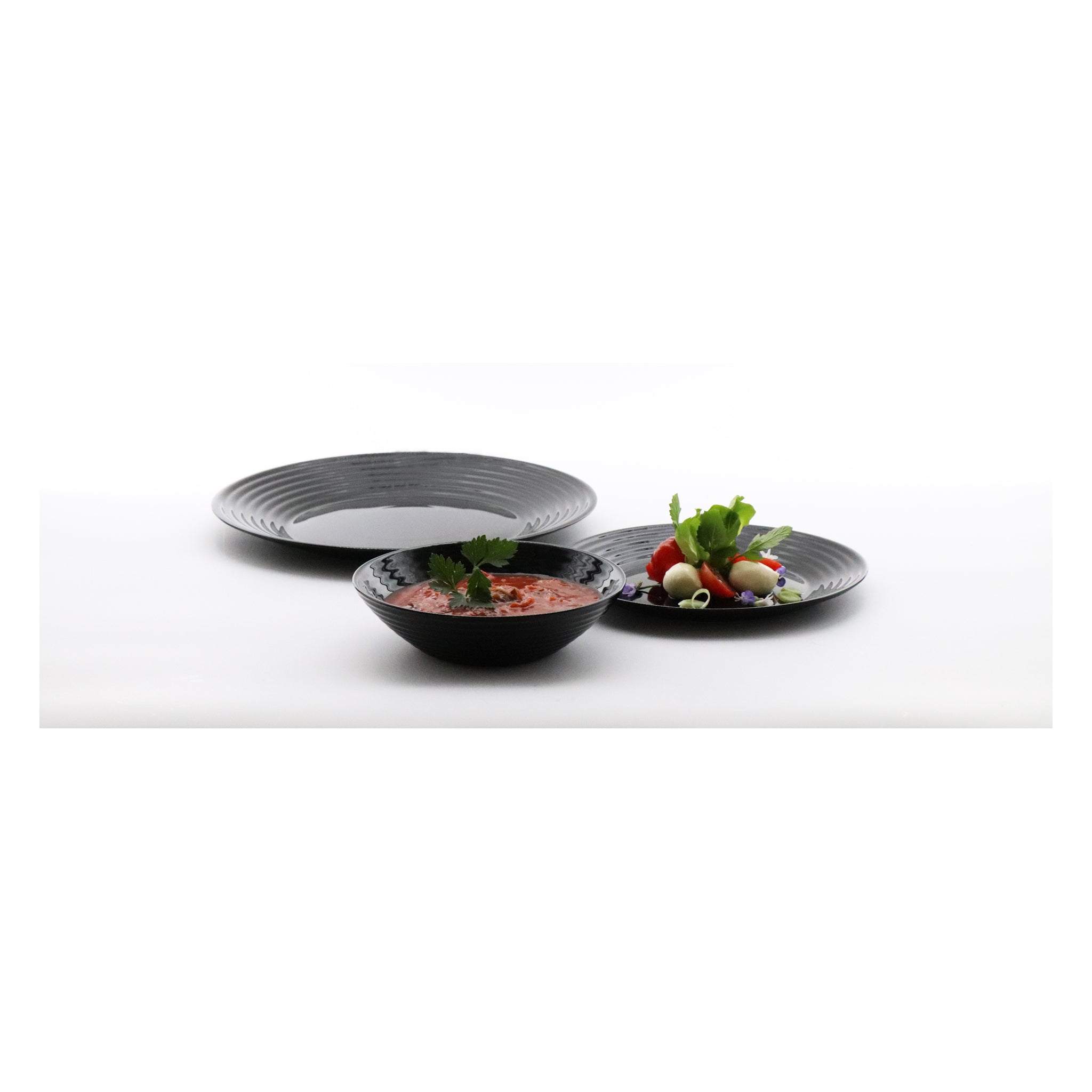 LUMINARC HARENA BLACK OPAL DINNERWARE 12PCE SET
