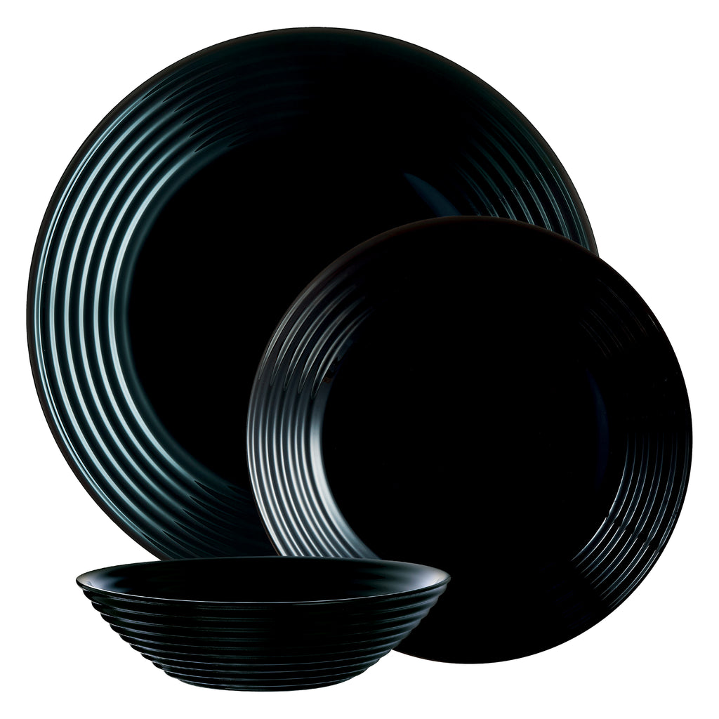 LUMINARC HARENA BLACK OPAL DINNERWARE 12PCE SET