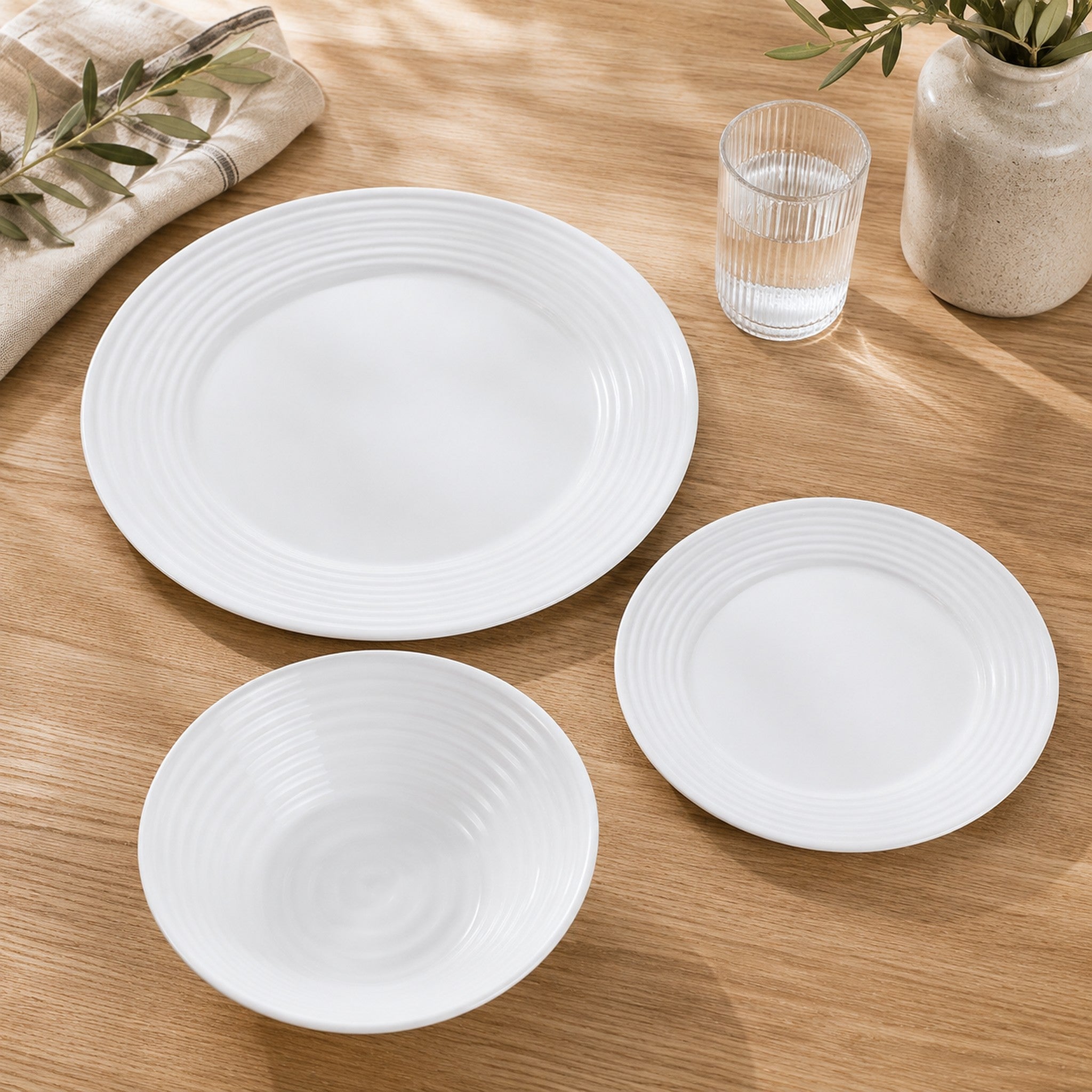 LUMINARC STAIRO WHITE OPAL DINNERWARE 12PCE SET