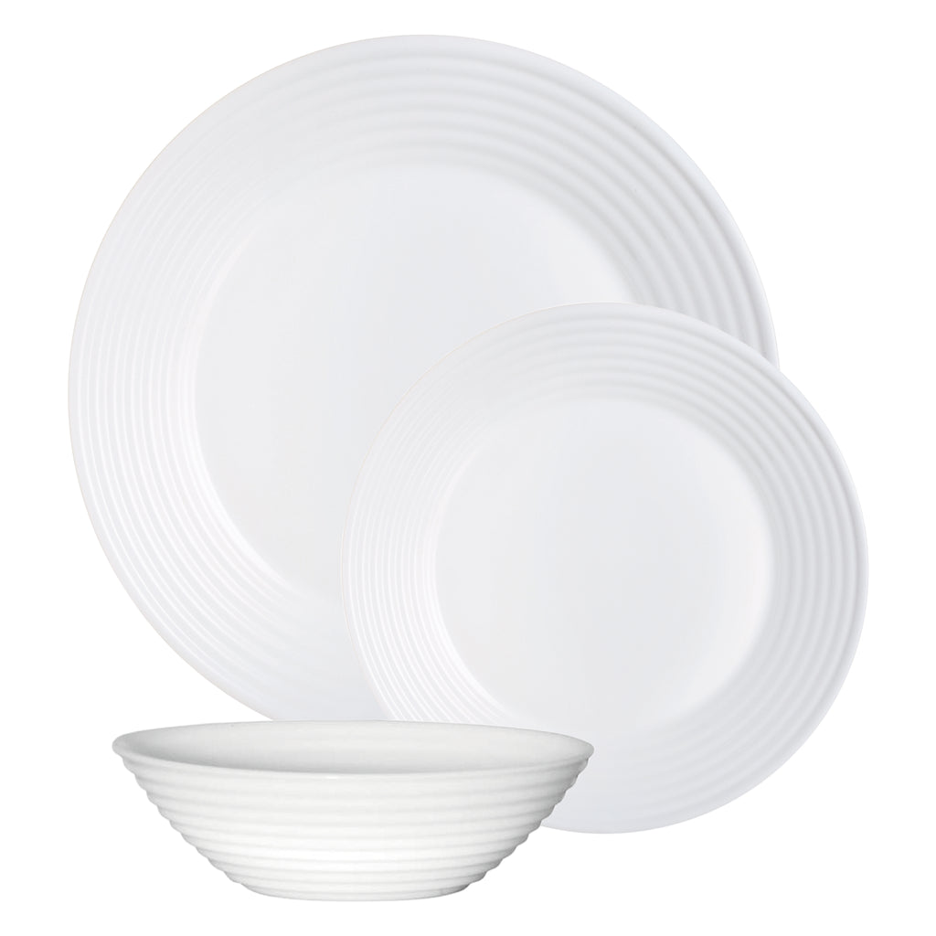 LUMINARC STAIRO WHITE OPAL DINNERWARE 12PCE SET