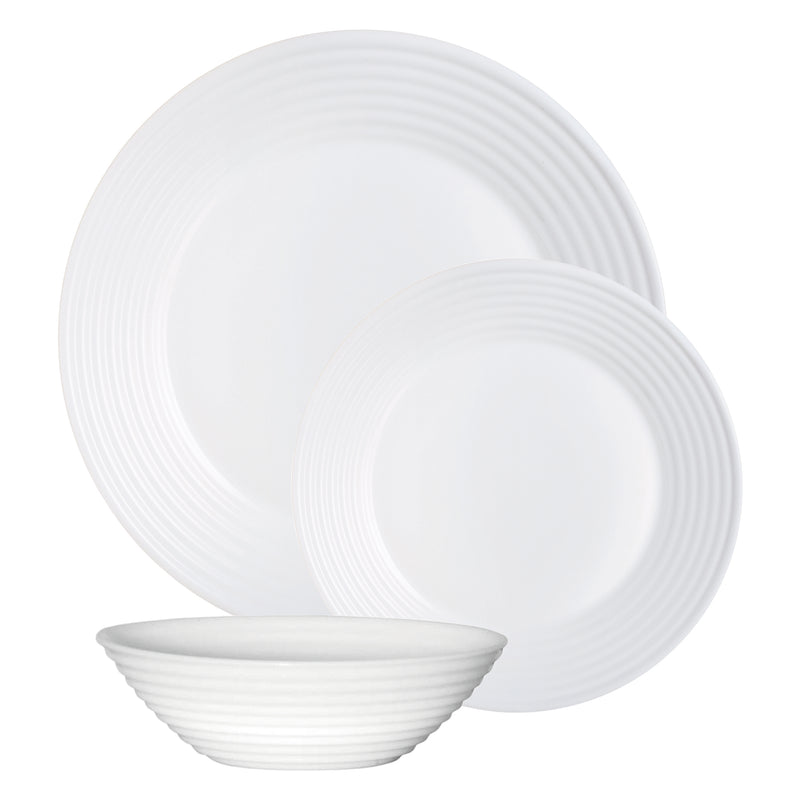 LUMINARC STAIRO WHITE OPAL DINNERWARE 12 PIECE SET