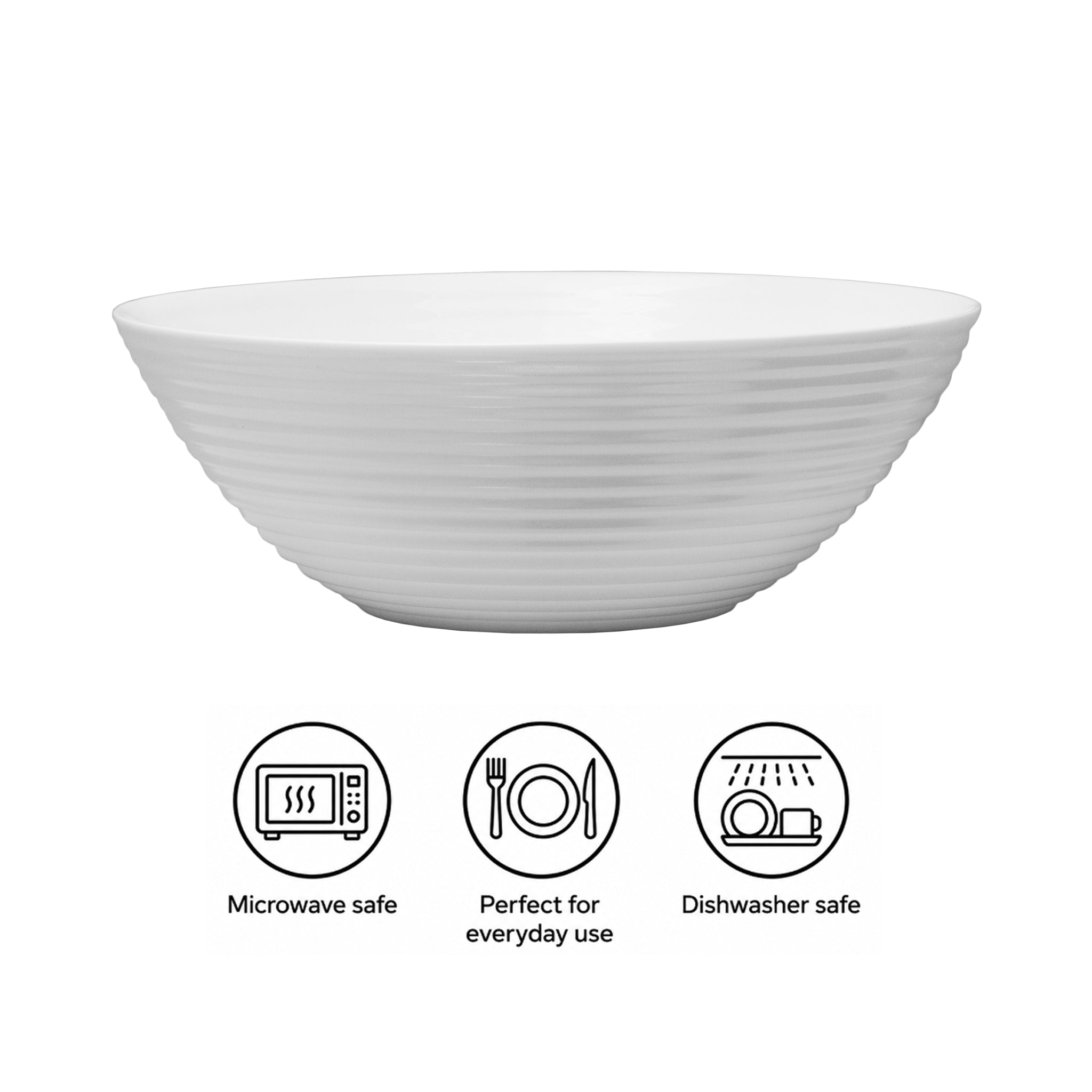 LUMINARC STAIRO WHITE OPAL TEMPERED GLASS SALAD BOWL 3L, 270MM DIA