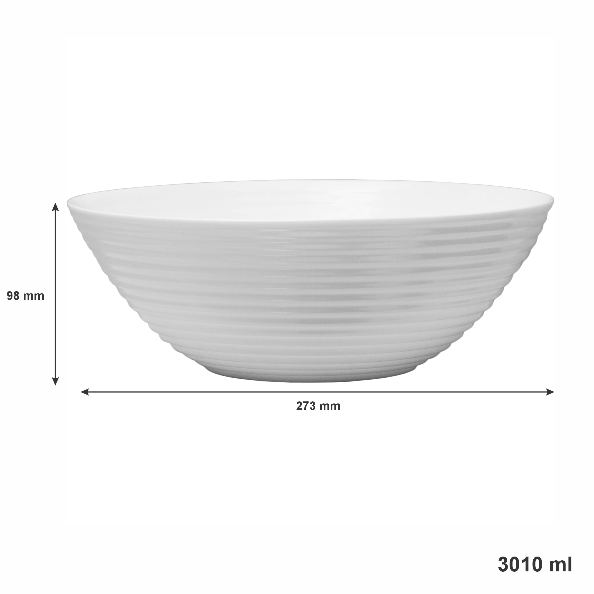 LUMINARC STAIRO WHITE OPAL TEMPERED GLASS SALAD BOWL 3L, 270MM DIA