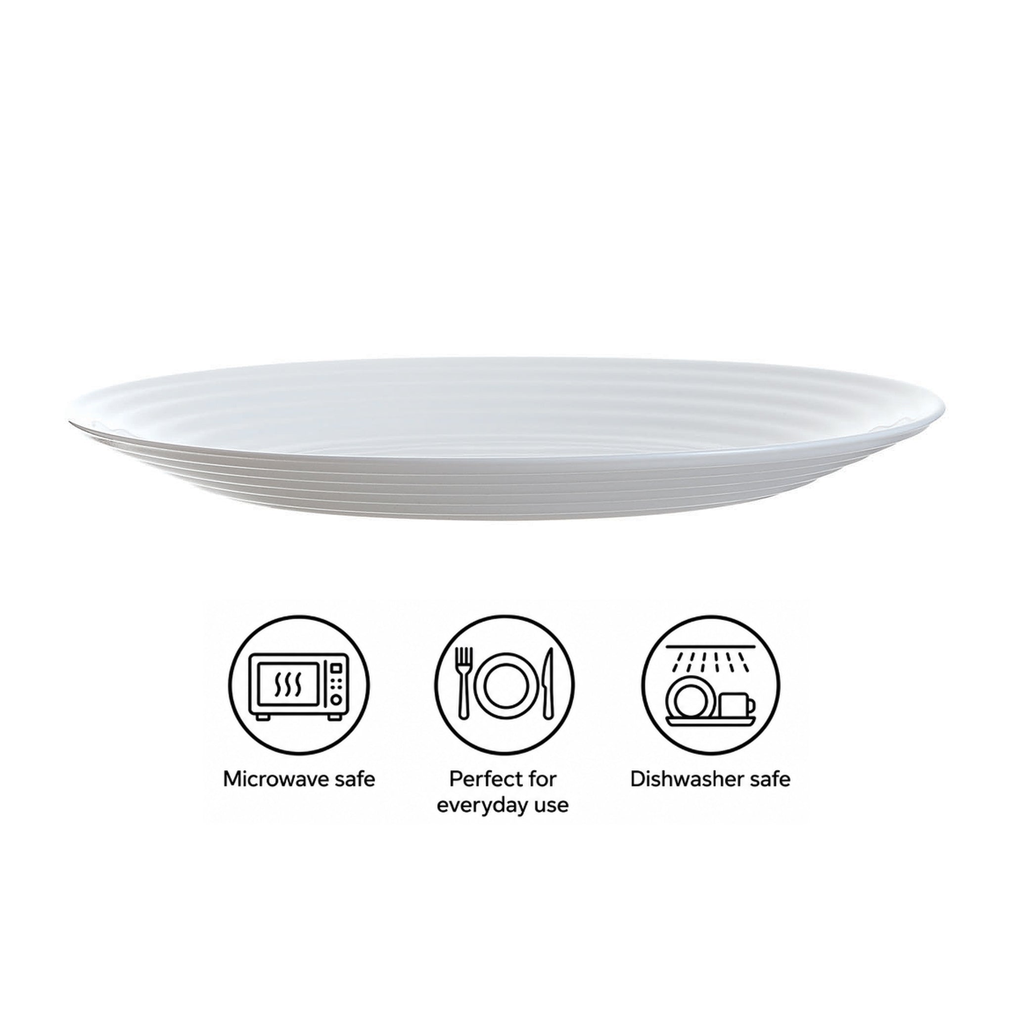 LUMINARC STAIRO WHITE OPAL TEMPERED GLASS SIDE PLATE, 190MM DIA