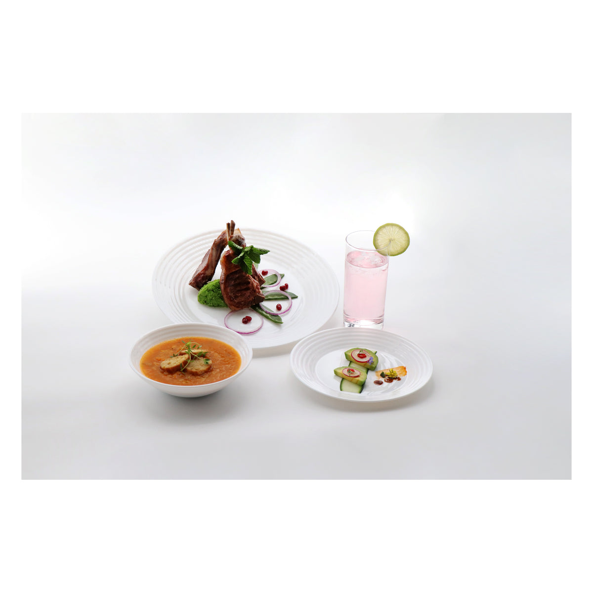 LUMINARC STAIRO WHITE OPAL TEMPERED GLASS LARGE DINNER PLATE, 270MM DIA