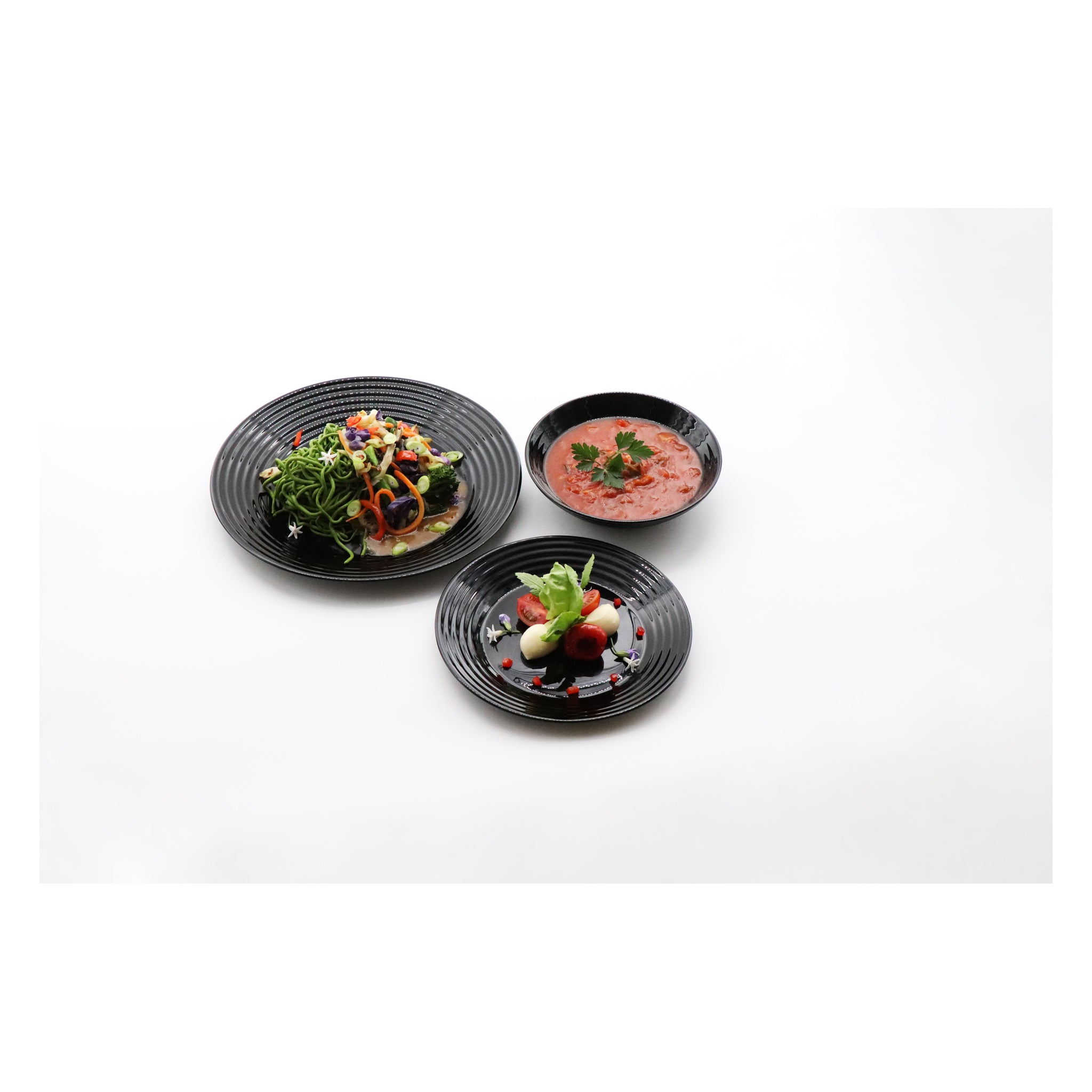 LUMINARC HARENA BLACK OPAL TEMPERED GLASS SIDE PLATE, 190MM DIA
