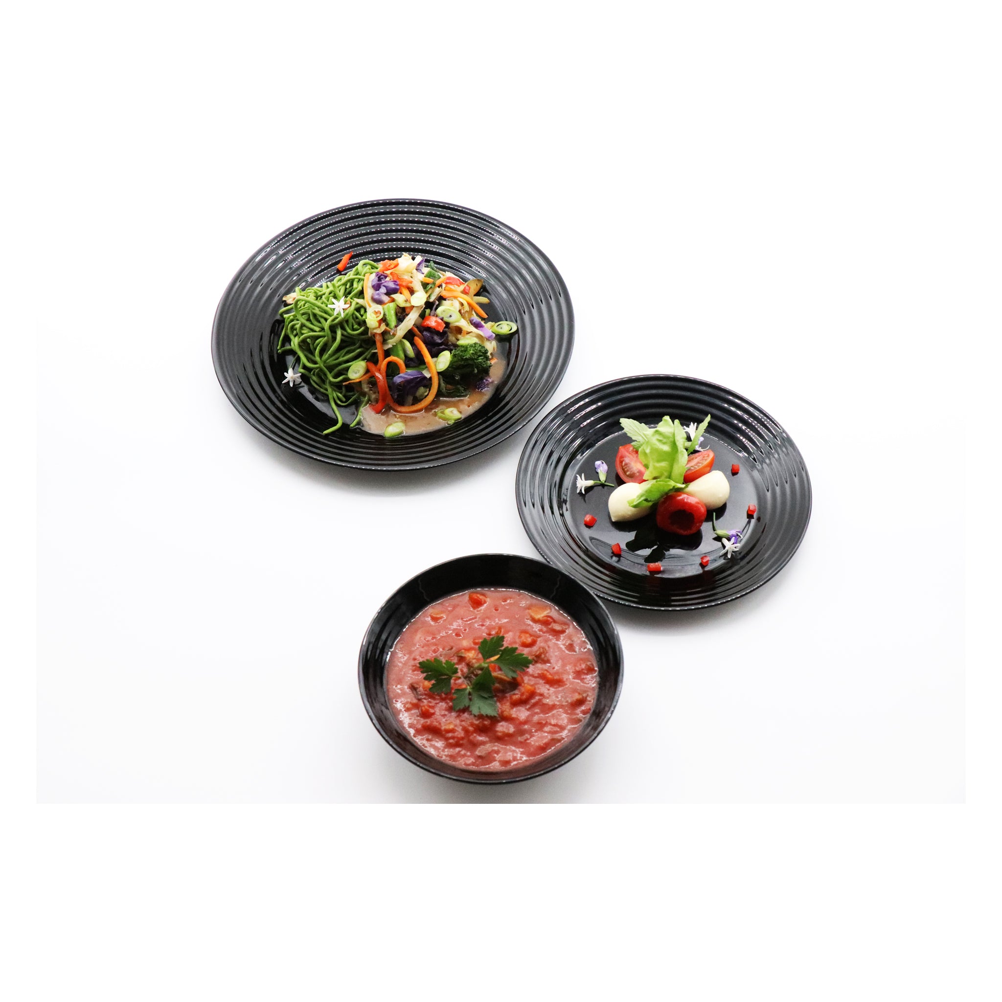 LUMINARC HARENA BLACK OPAL TEMPERED GLASS SIDE PLATE, 190MM DIA