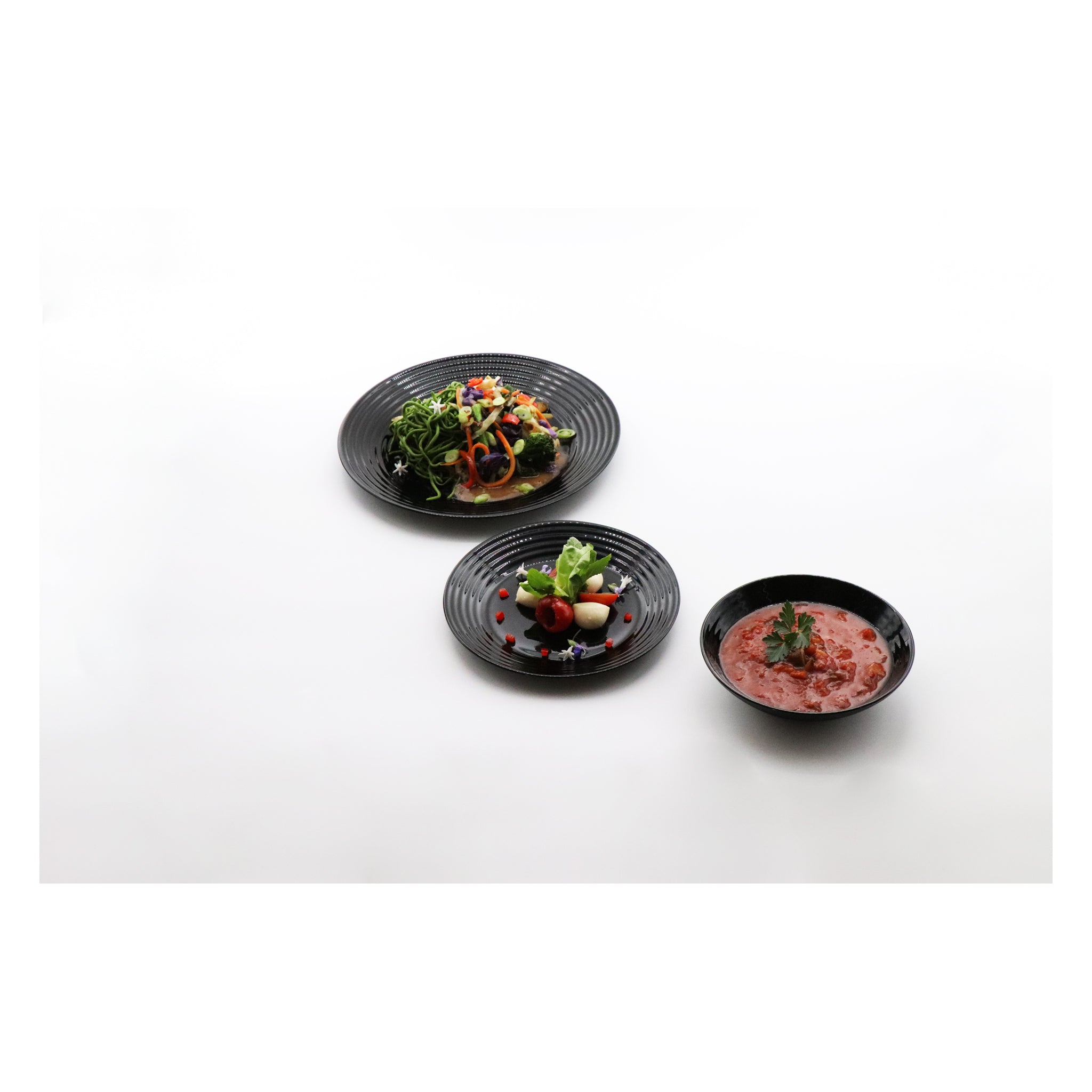 LUMINARC HARENA BLACK OPAL TEMPERED GLASS SIDE PLATE, 190MM DIA