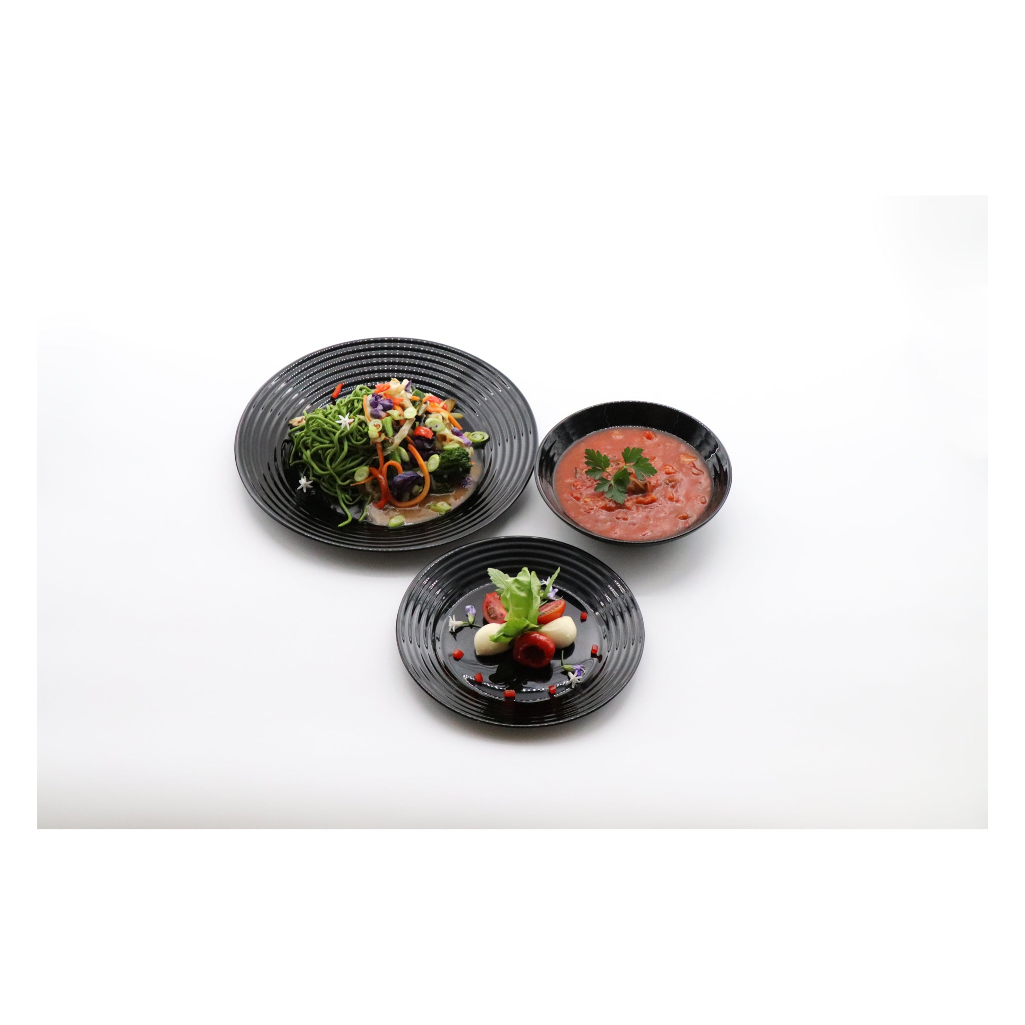 LUMINARC HARENA BLACK OPAL TEMPERED GLASS SIDE PLATE, 190MM DIA
