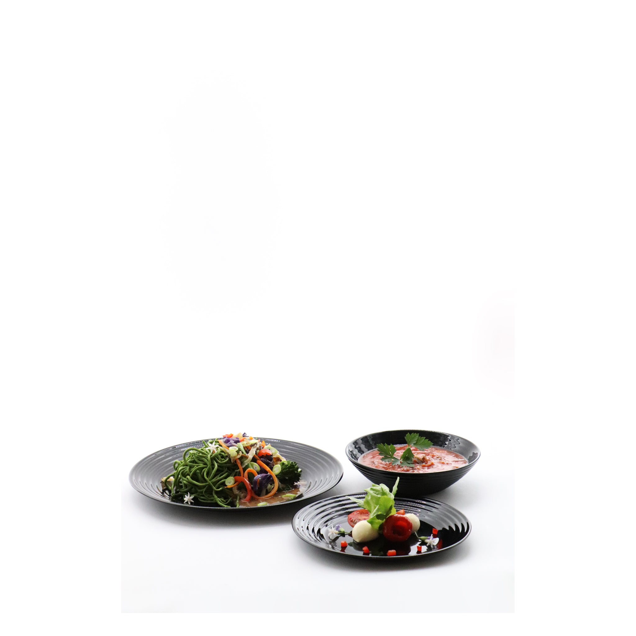 LUMINARC HARENA BLACK OPAL TEMPERED GLASS SIDE PLATE, 190MM DIA