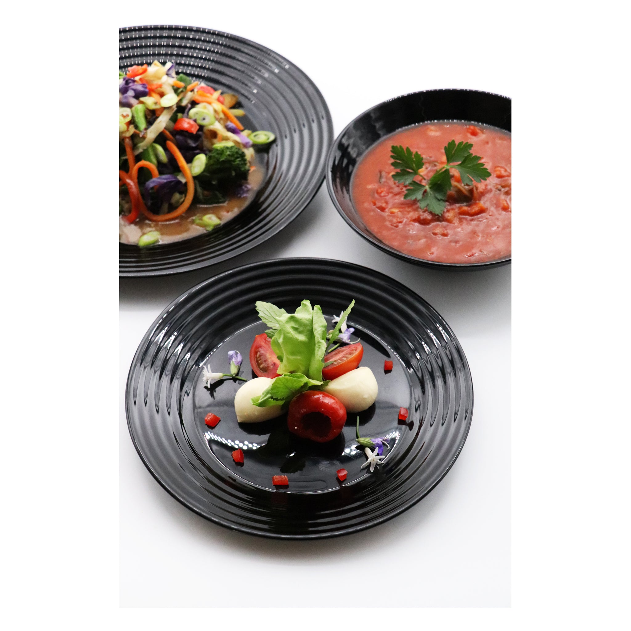 LUMINARC HARENA BLACK OPAL TEMPERED GLASS SIDE PLATE, 190MM DIA