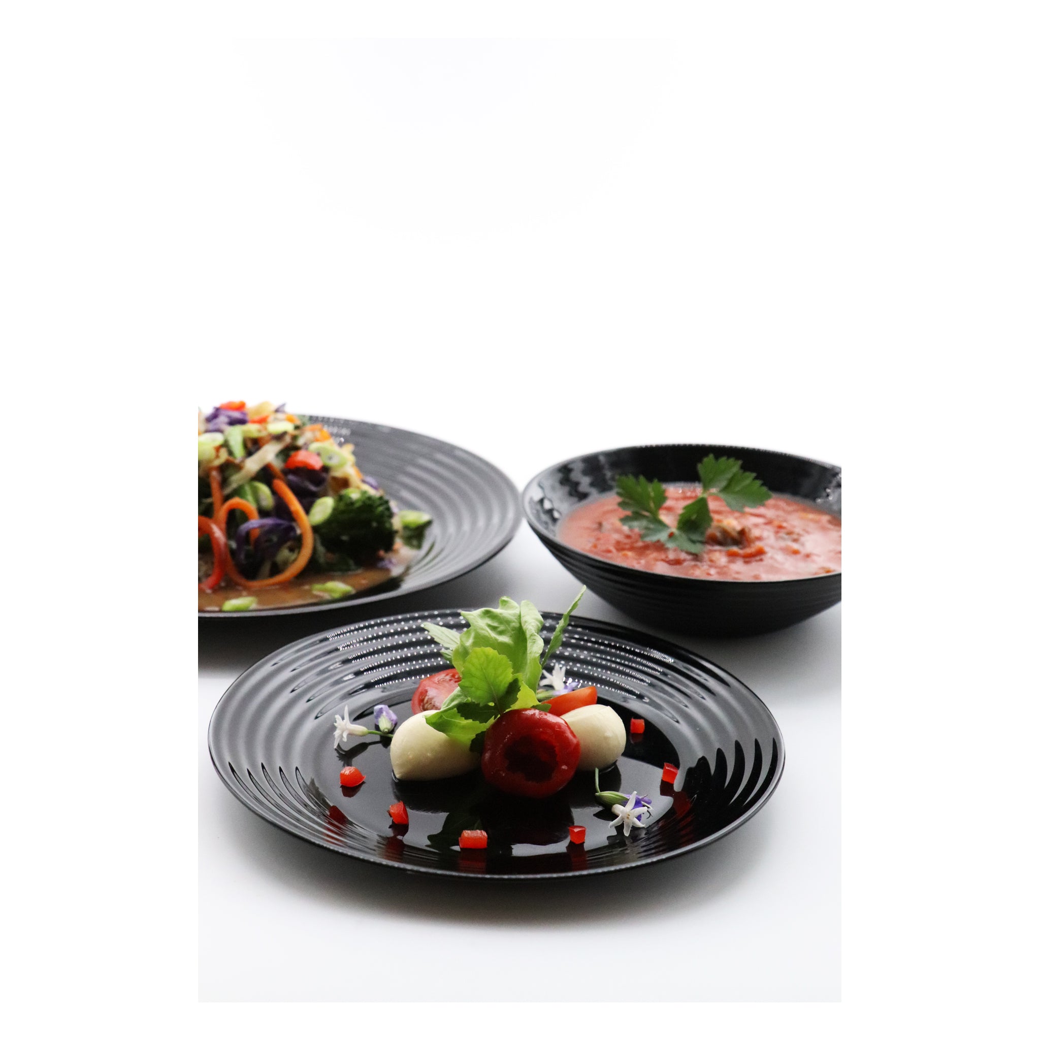 LUMINARC HARENA BLACK OPAL TEMPERED GLASS SIDE PLATE, 190MM DIA