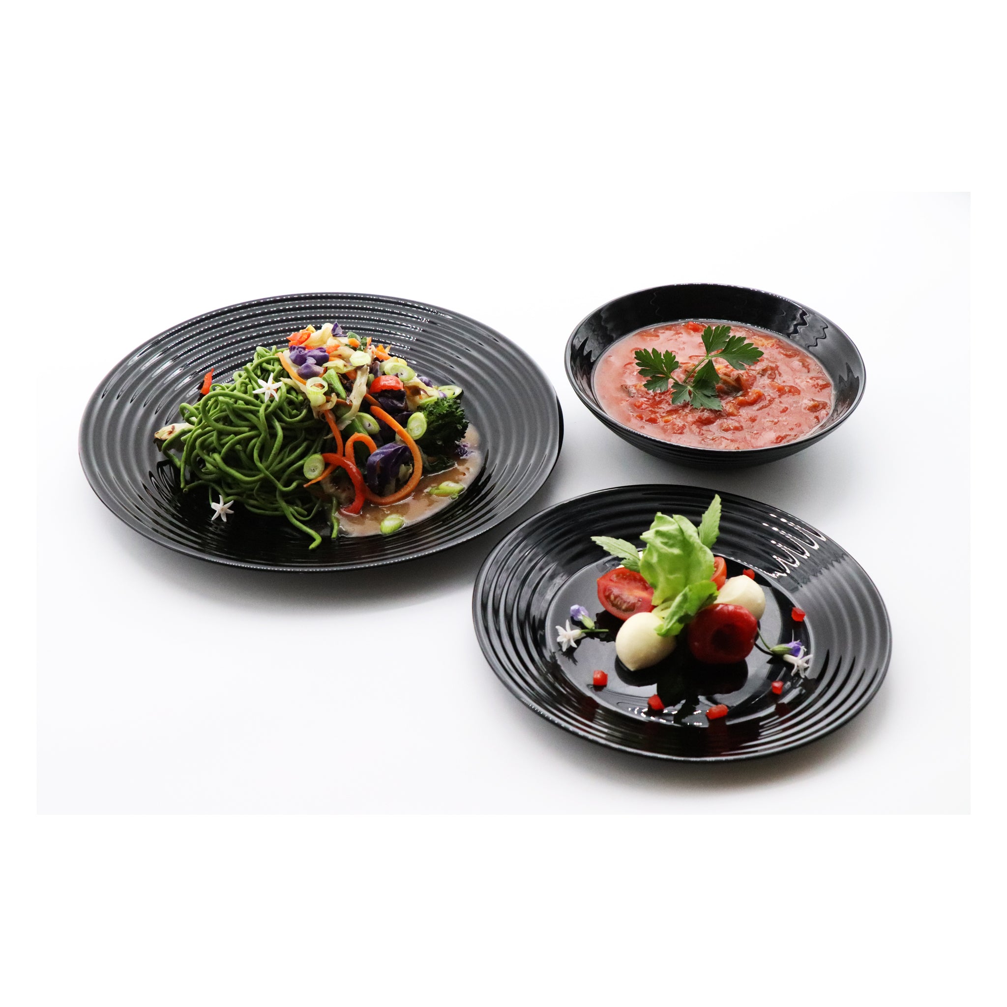 LUMINARC HARENA BLACK OPAL TEMPERED GLASS SIDE PLATE, 190MM DIA