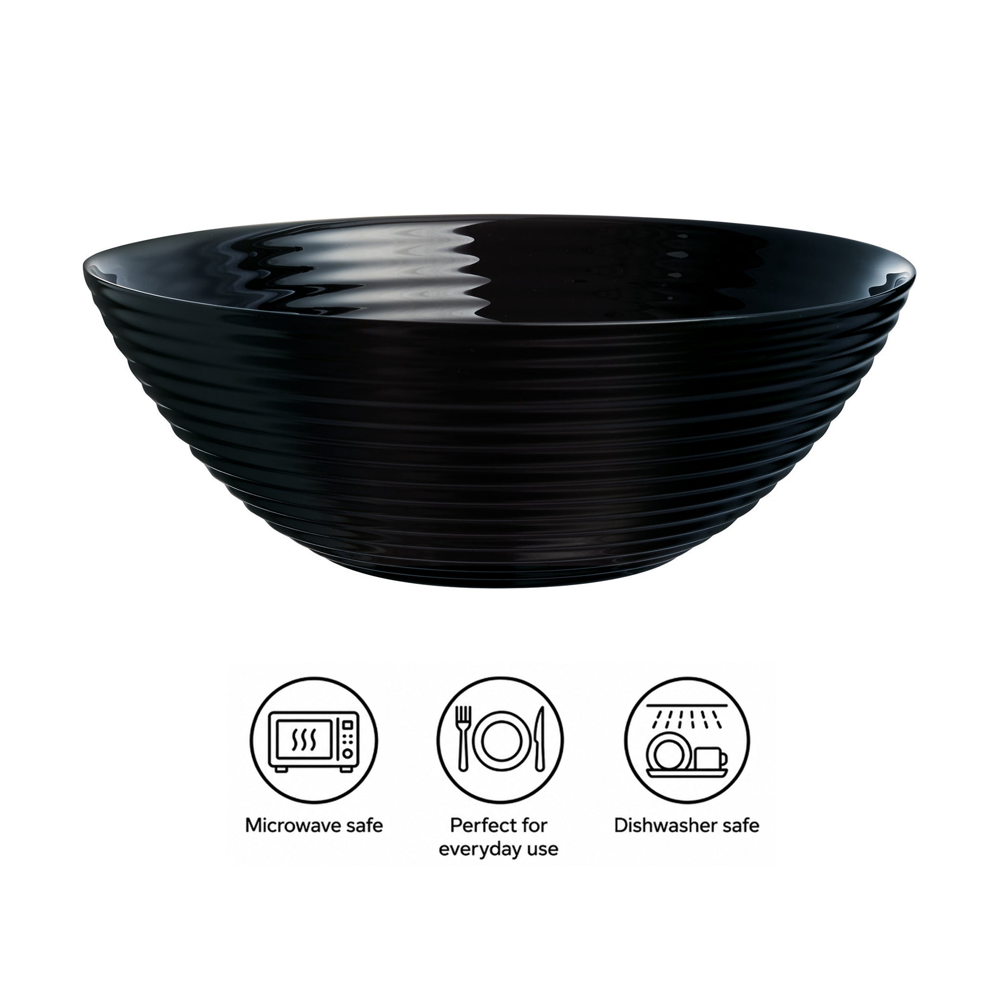 LUMINARC HARENA BLACK OPAL TEMPERED GLASS SALAD BOWL 3L, 270MM DIA