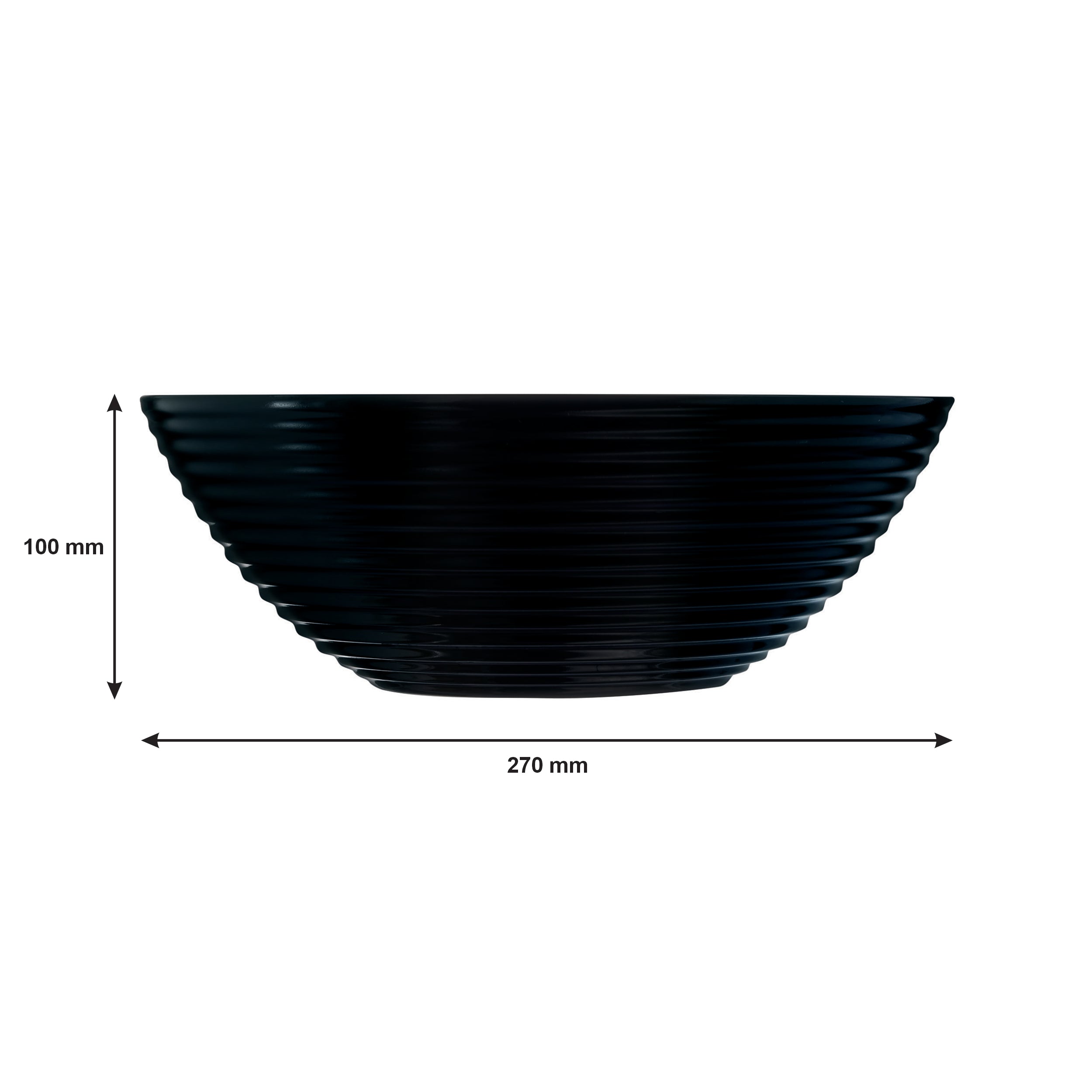 LUMINARC HARENA BLACK OPAL TEMPERED GLASS SALAD BOWL 3L, 270MM DIA