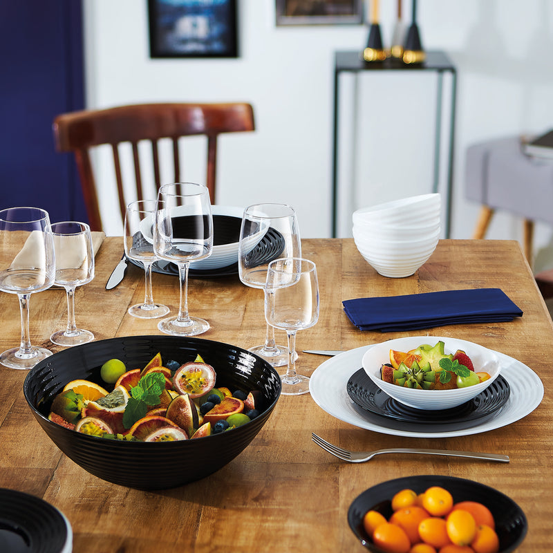 LUMINARC HARENA BLACK OPAL TEMPERED GLASS SALAD BOWL, 3LT (270MM DIA)