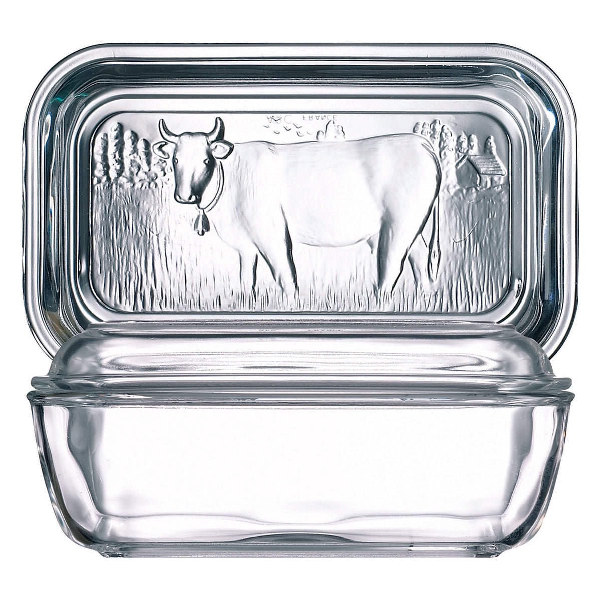 LUMINARC TEMPERED GLASS COW BUTTER DISH, 110X170MM