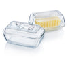 LUMINARC TEMPERED GLASS COW BUTTER DISH,