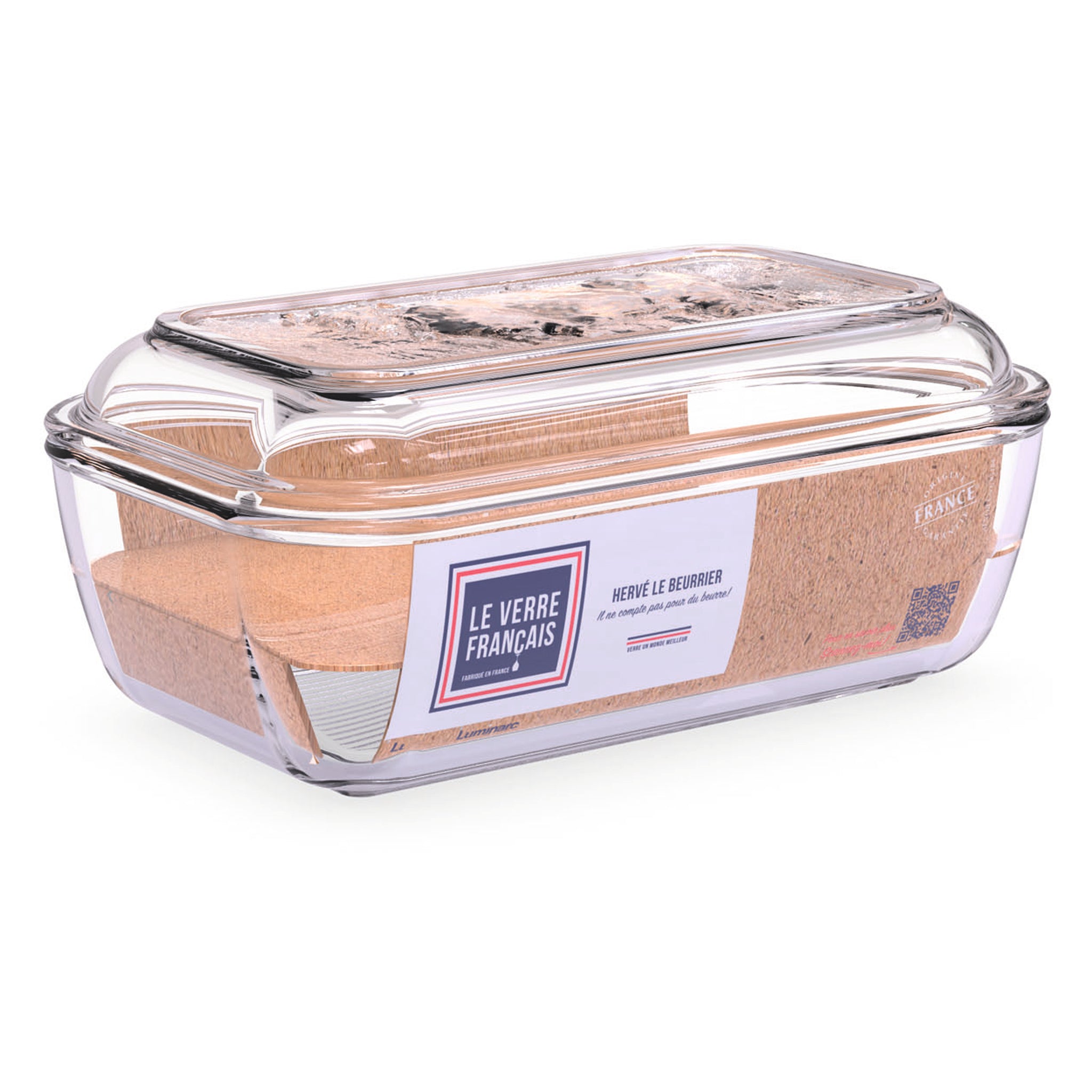 LUMINARC TEMPERED GLASS COW BUTTER DISH, 110X170MM