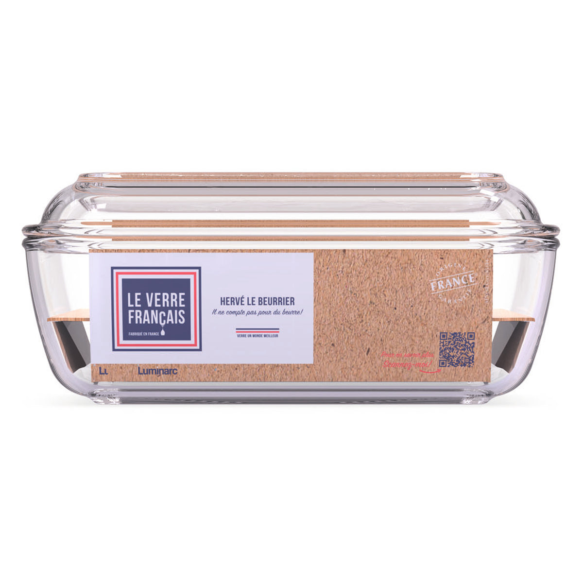 LUMINARC TEMPERED GLASS COW BUTTER DISH, 110X170MM
