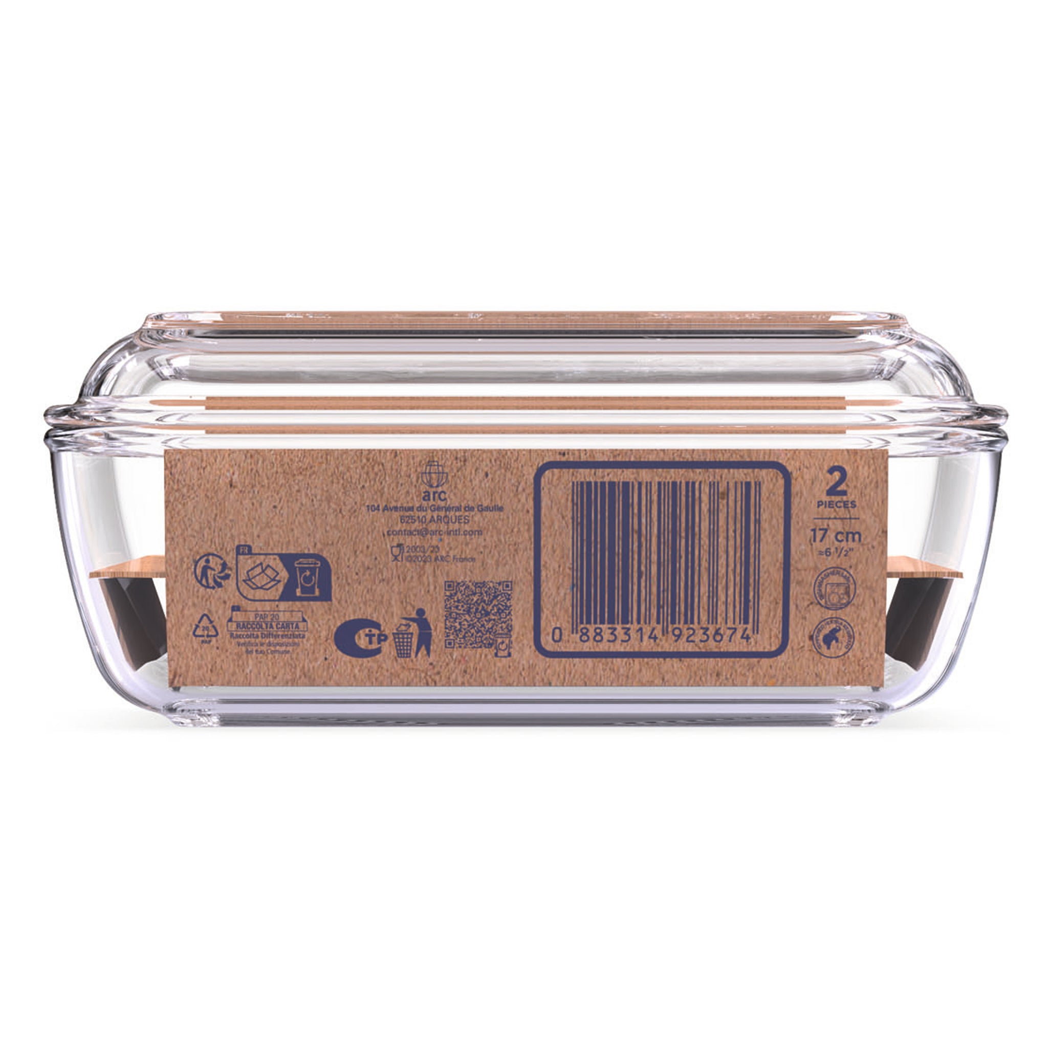 LUMINARC TEMPERED GLASS COW BUTTER DISH, 110X170MM