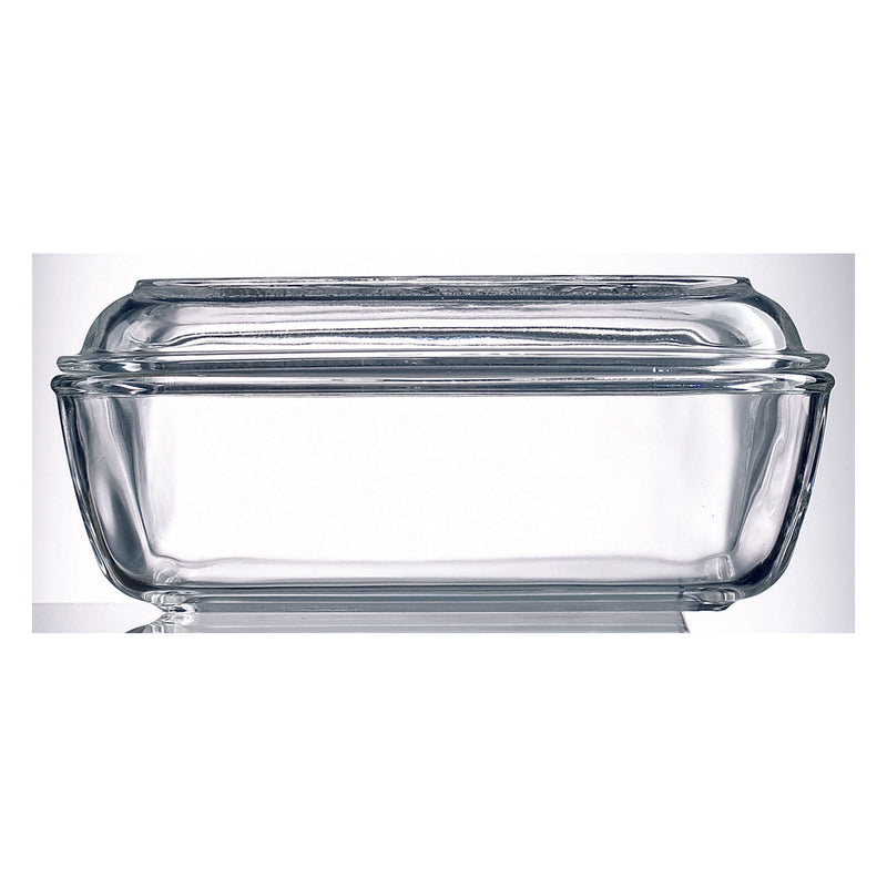 LUMINARC TEMPERED GLASS COW BUTTER DISH,