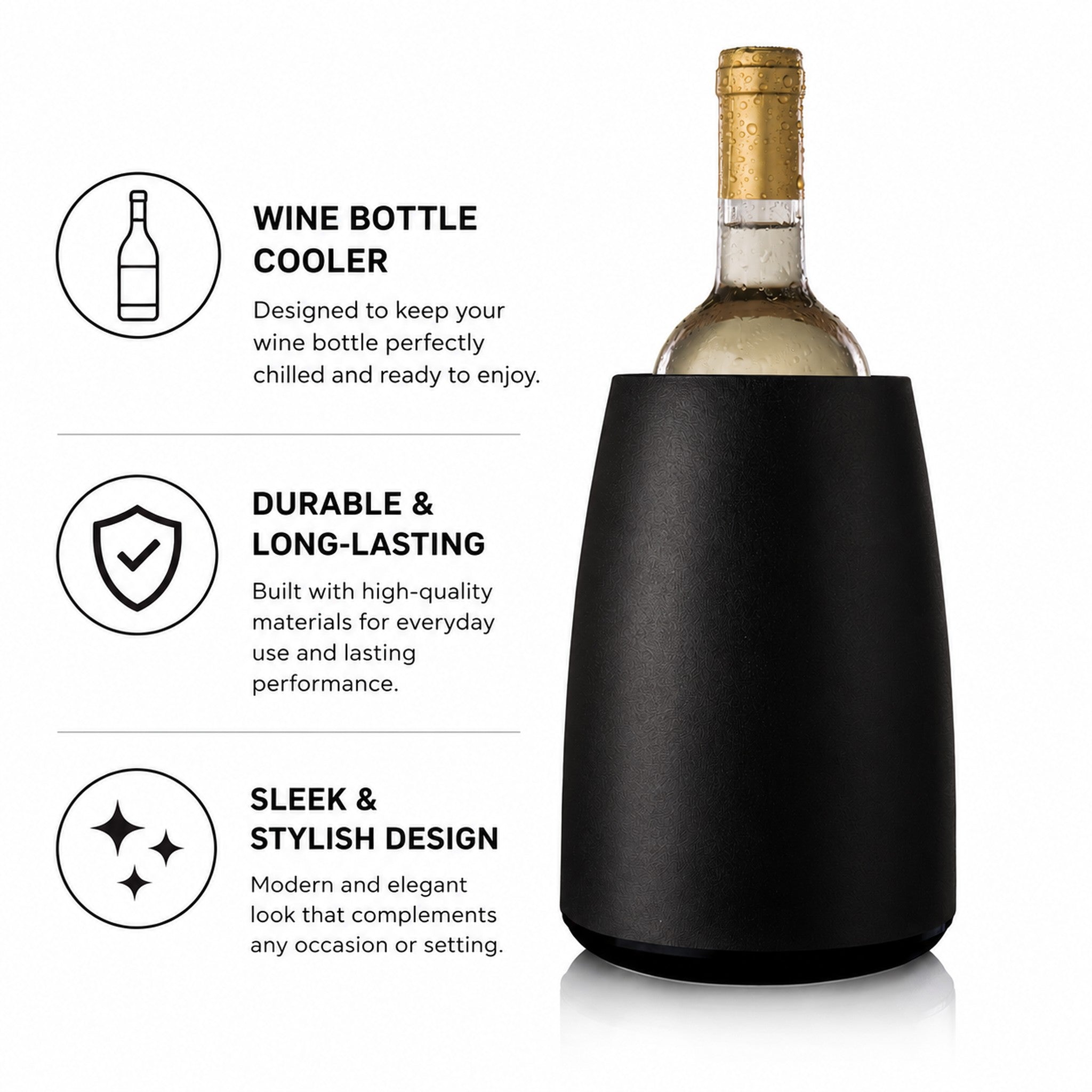 VACU VIN ACTIVE WINE BOTTLE COOLER - ELEGANT BLACK