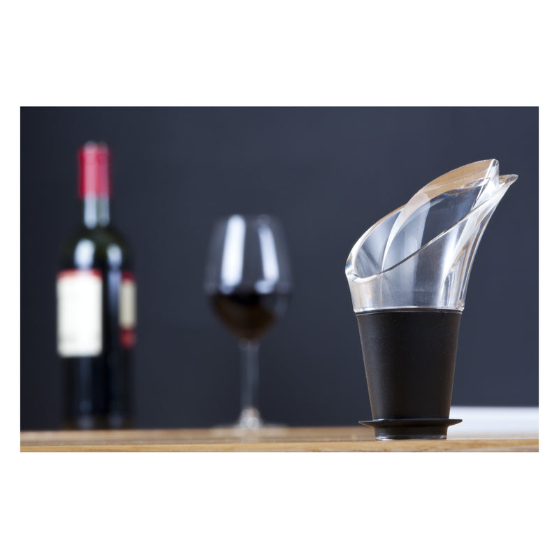 VACU VIN BLACK NON-DRIP CRYSTAL WINE SERVER 2 PIECE SET