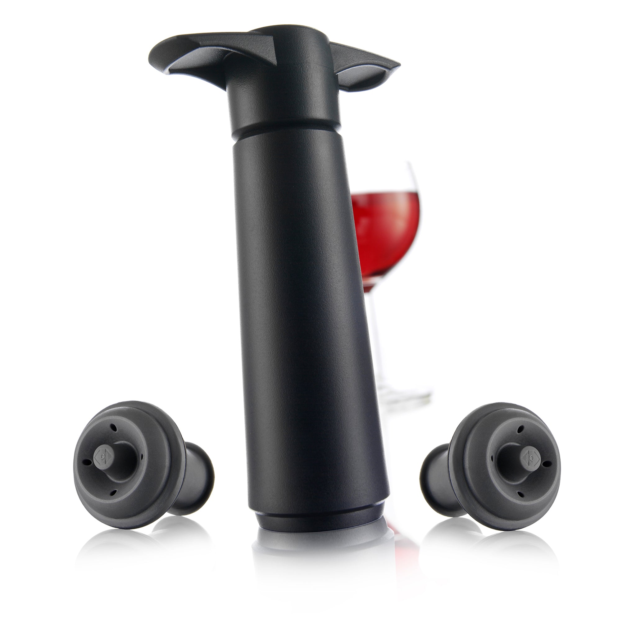 VACU VIN BLACK WINE SAVER, 1 PUMP + 2 WINE STOPPERS, 3PK GIFT SET
