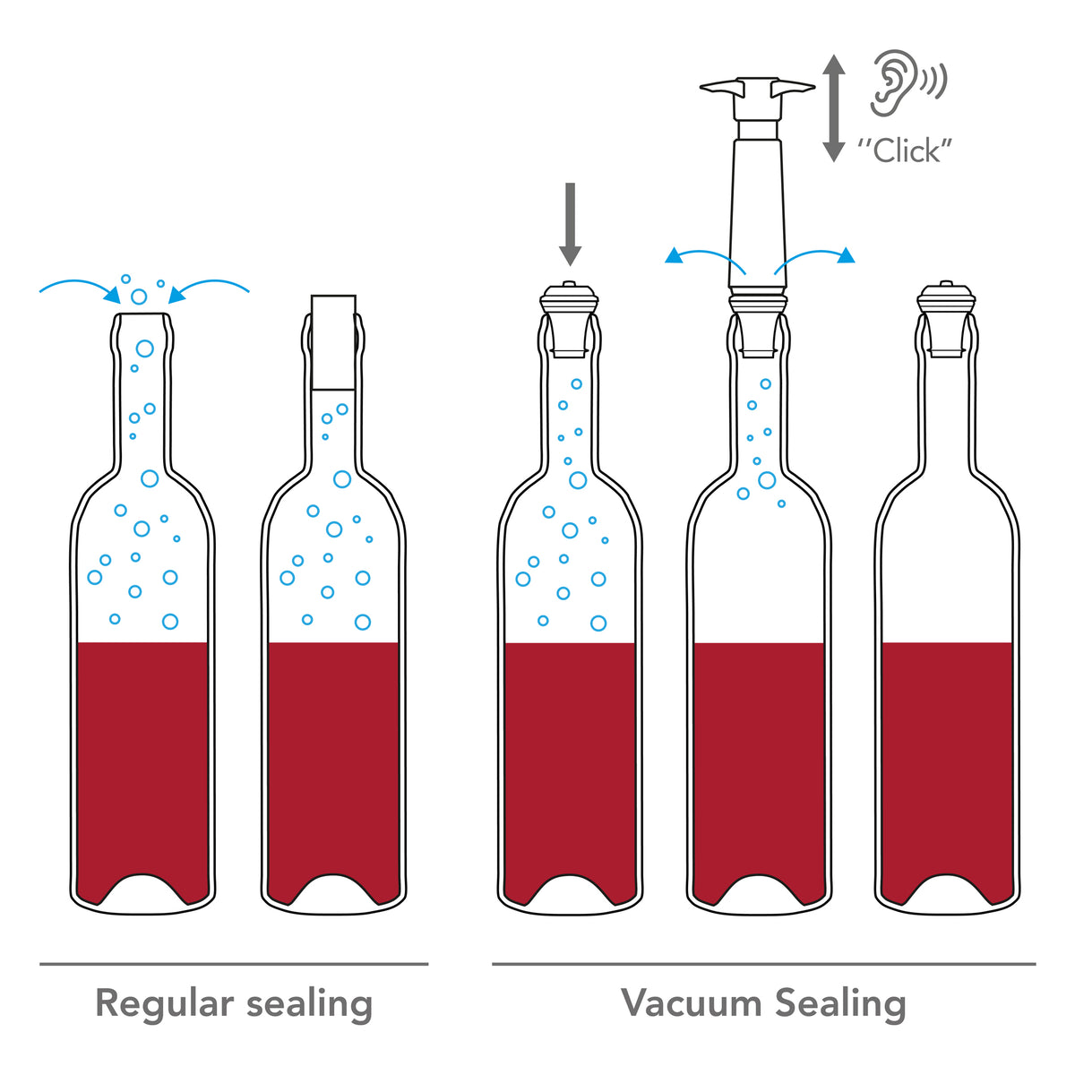 VACU VIN GREY VACUUM WINE STOPPERS 2PK SET