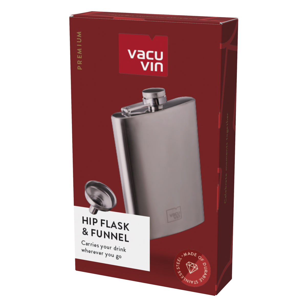 VACU VIN HIP FLASK & FUNNEL STAINLESS STEEL 2PK, 240ML