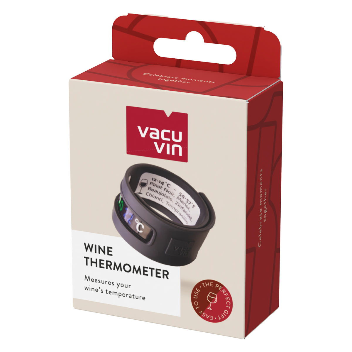 VACU VIN SNAP AROUND THE BOTTLE THERMOMETER - GREY