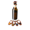 VACU VIN BEER BOTTLE MARKER & STOPPER LEATHER SET OF 6