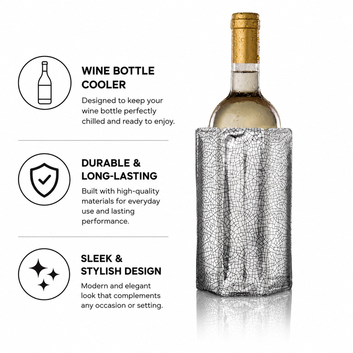 VACU VIN ACTIVE WINE BOTTLE COOLER - SILVER