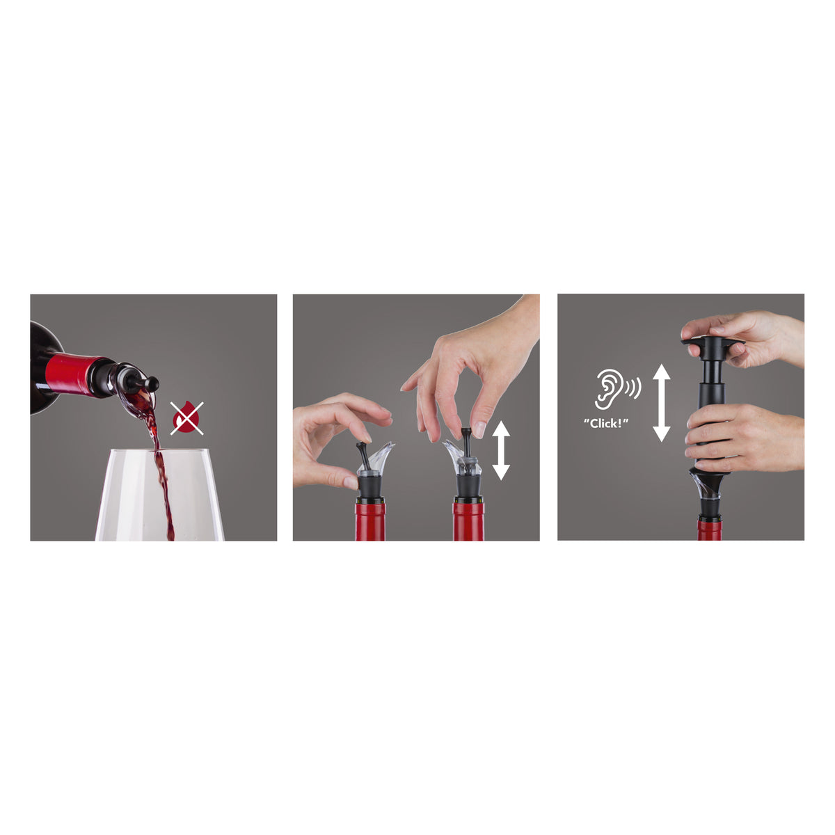 VACU VIN WINE SERVER & STOPPER BLACK 2PK