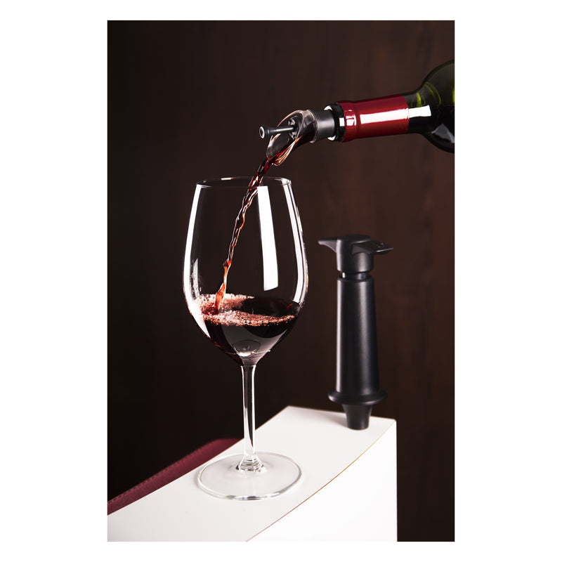 VACU VIN WINE SERVER & STOPPER BLACK, 2PCS