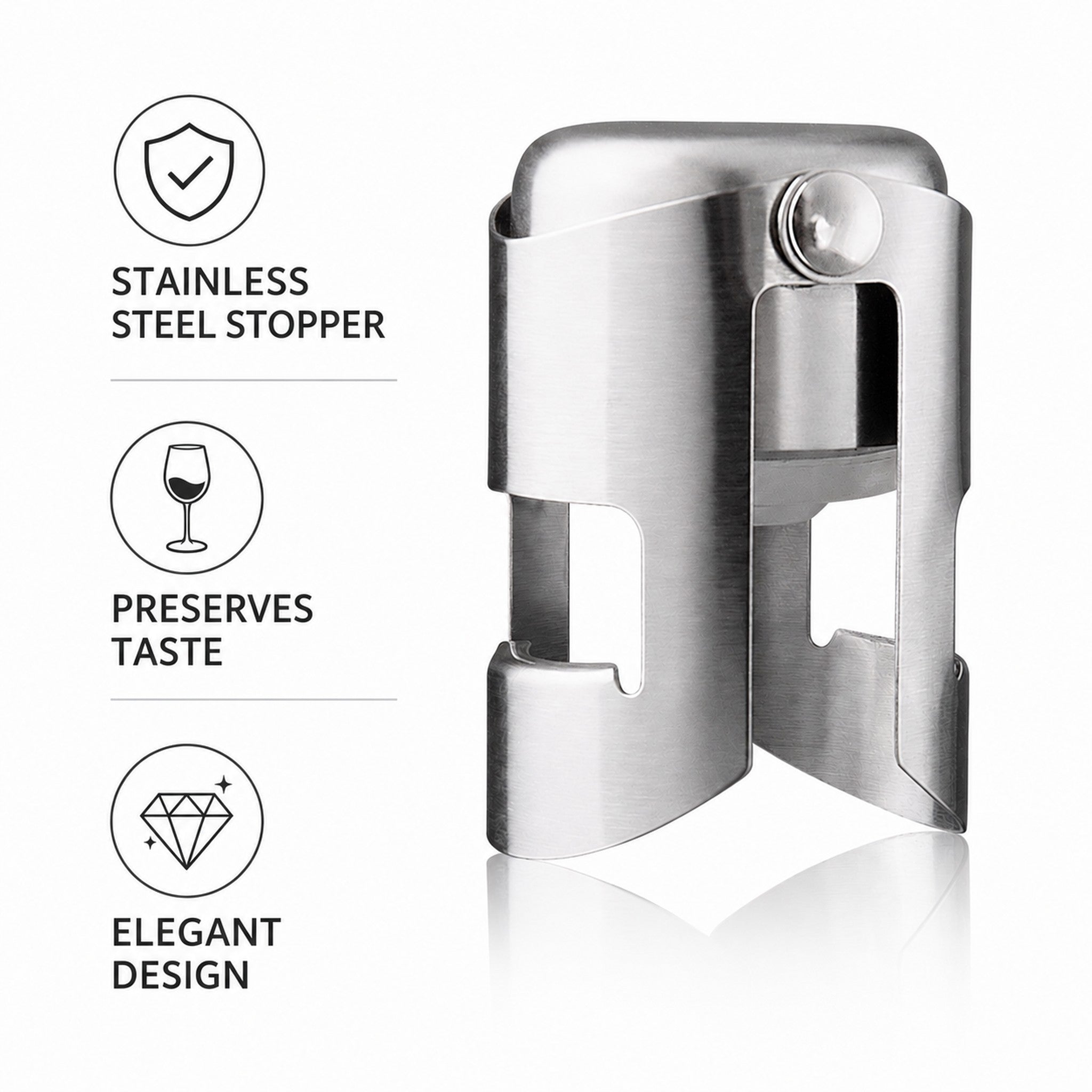 VACU VIN CHAMPAGNE STOPPER STAINLESS STEEL